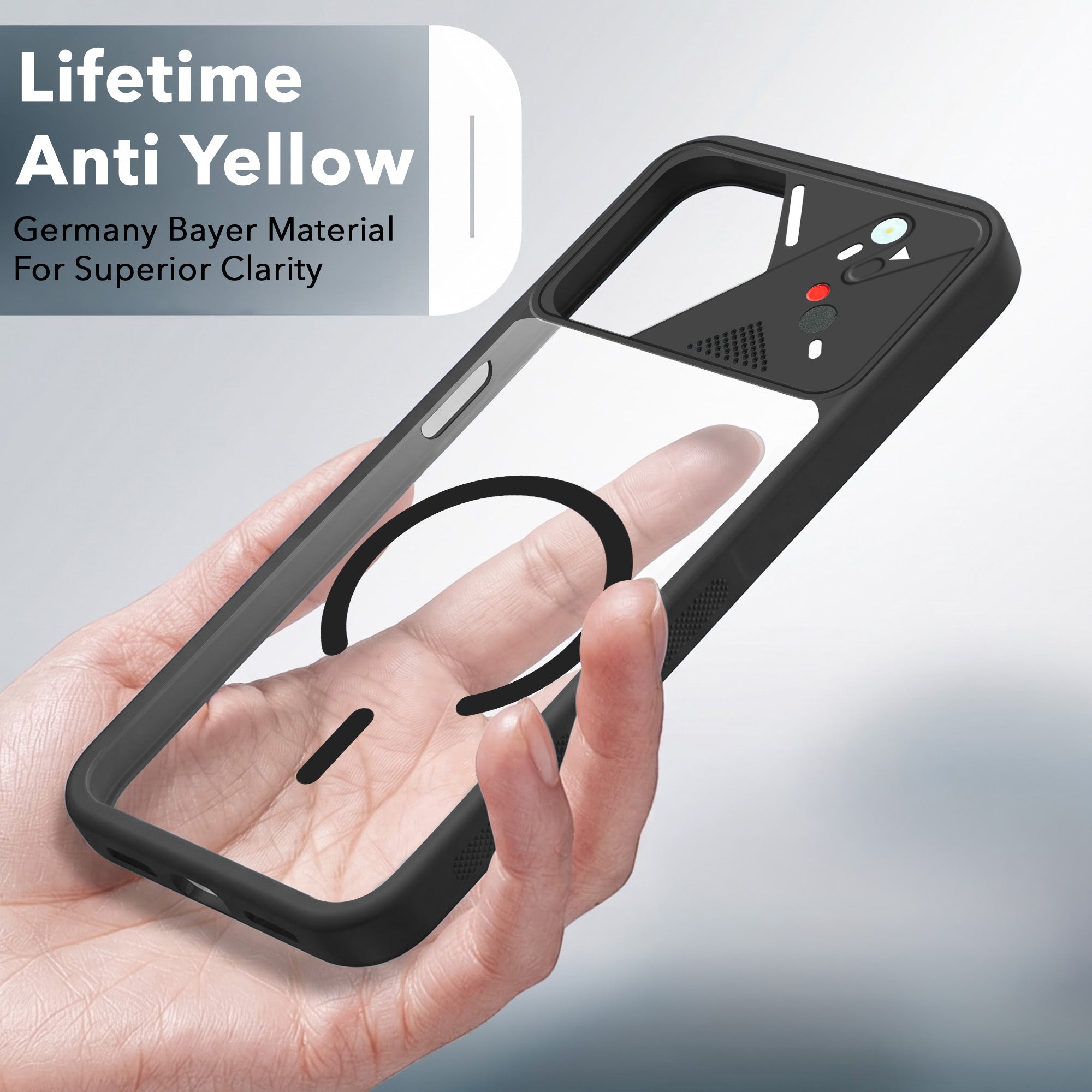 For Vivo Y31 (2021) Back Cover Case Lifetime Anti-Yellow Clear (Camera Protection | Side Grip | Wireless MagSafe Compatible)