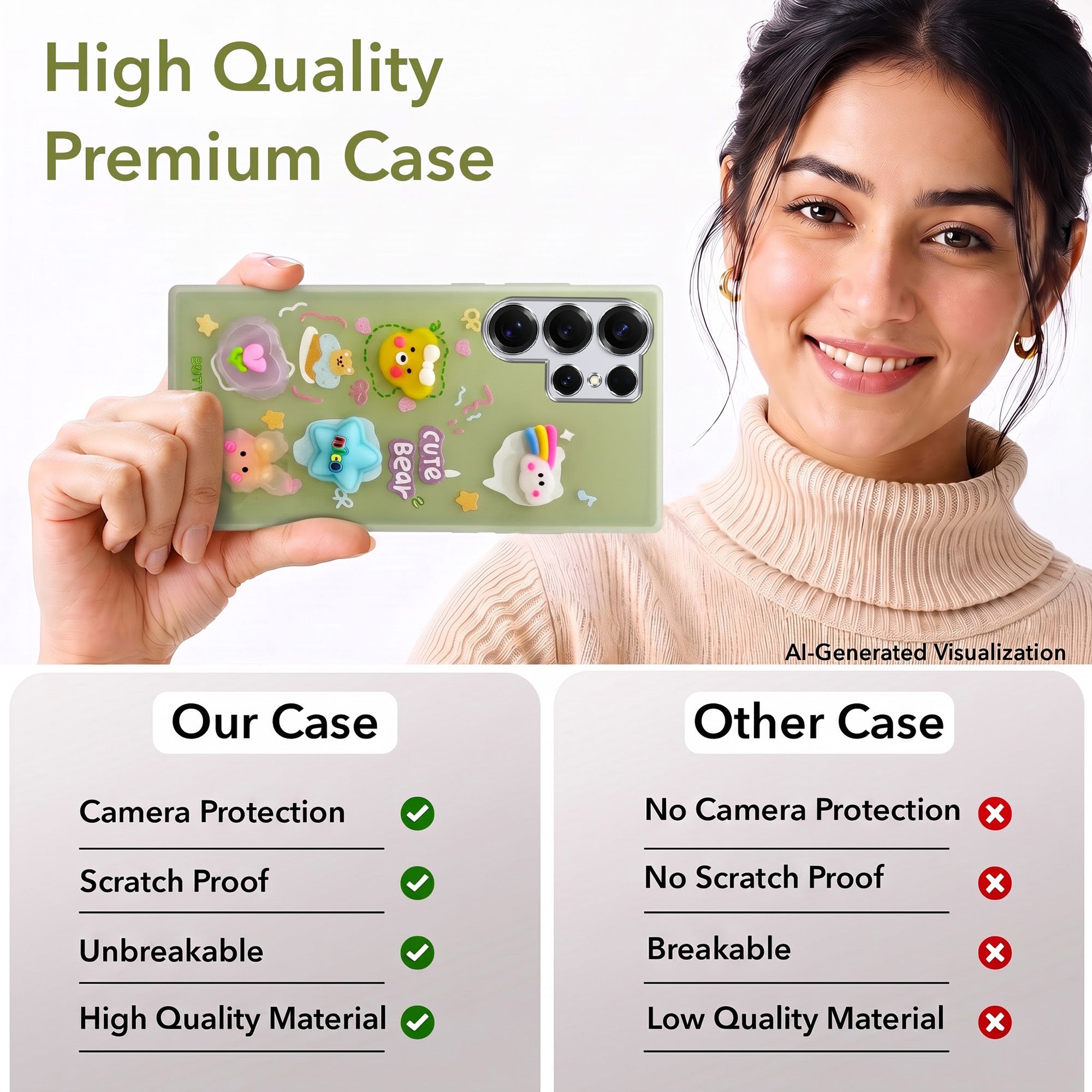 For Samsung Galaxy S25 Ultra Back Cover Case (3D Cute Cartoons | Hard Back Side Soft | Matte Premium Finish | HD Printing)