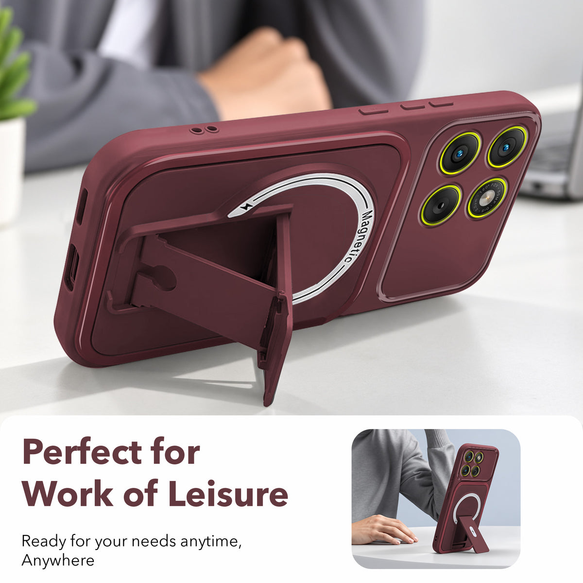 For Motorola Moto Edge 70 Back Case Cover Metallic (Hybrid Armor Kickstand | MagSafe Compatible | Camera Protection Shockproof)