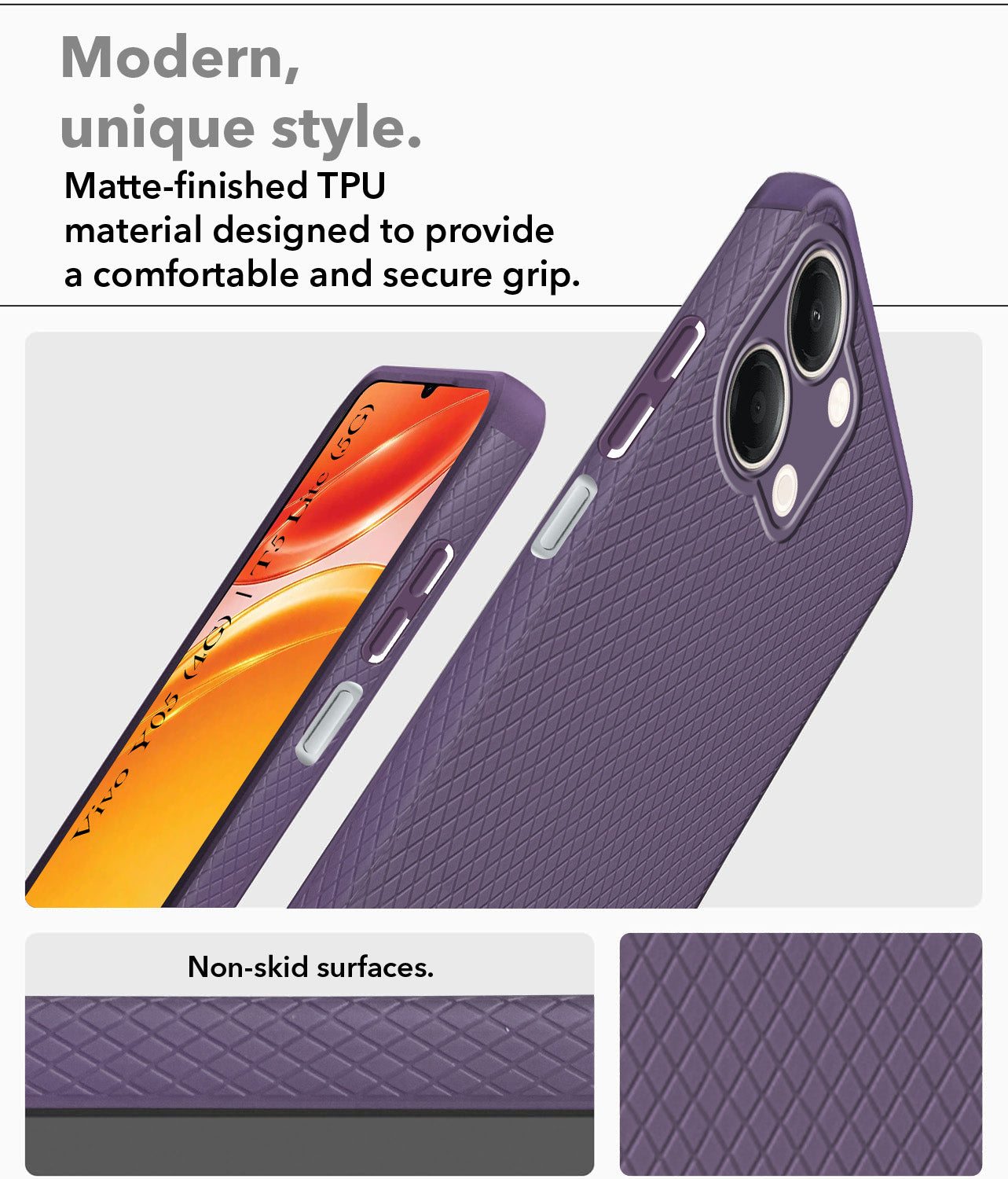 For Vivo Y05 (4G) | Vivo T5 Lite (5G) Back Cover Case Liquid Silicone (Camera Protection | Side Grip Texture | Soft and Flexible)