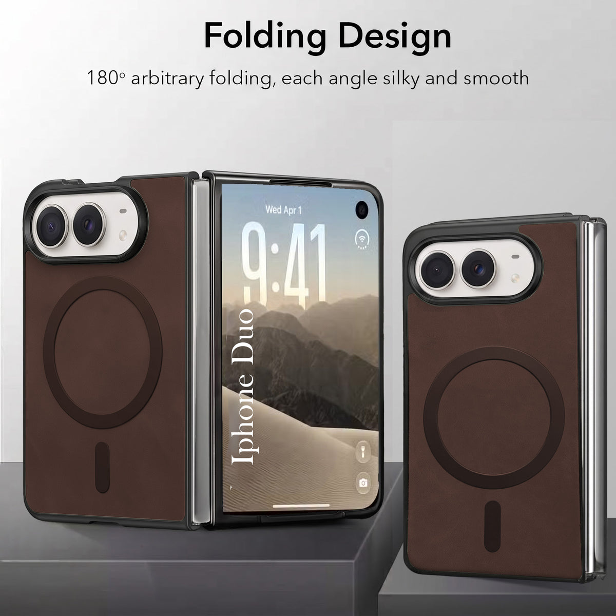 For Apple iPhone Duo Back Cover Case Leather Finish (MagSafe Wireless Charging Compatible | Inside Microfiber Cloth)