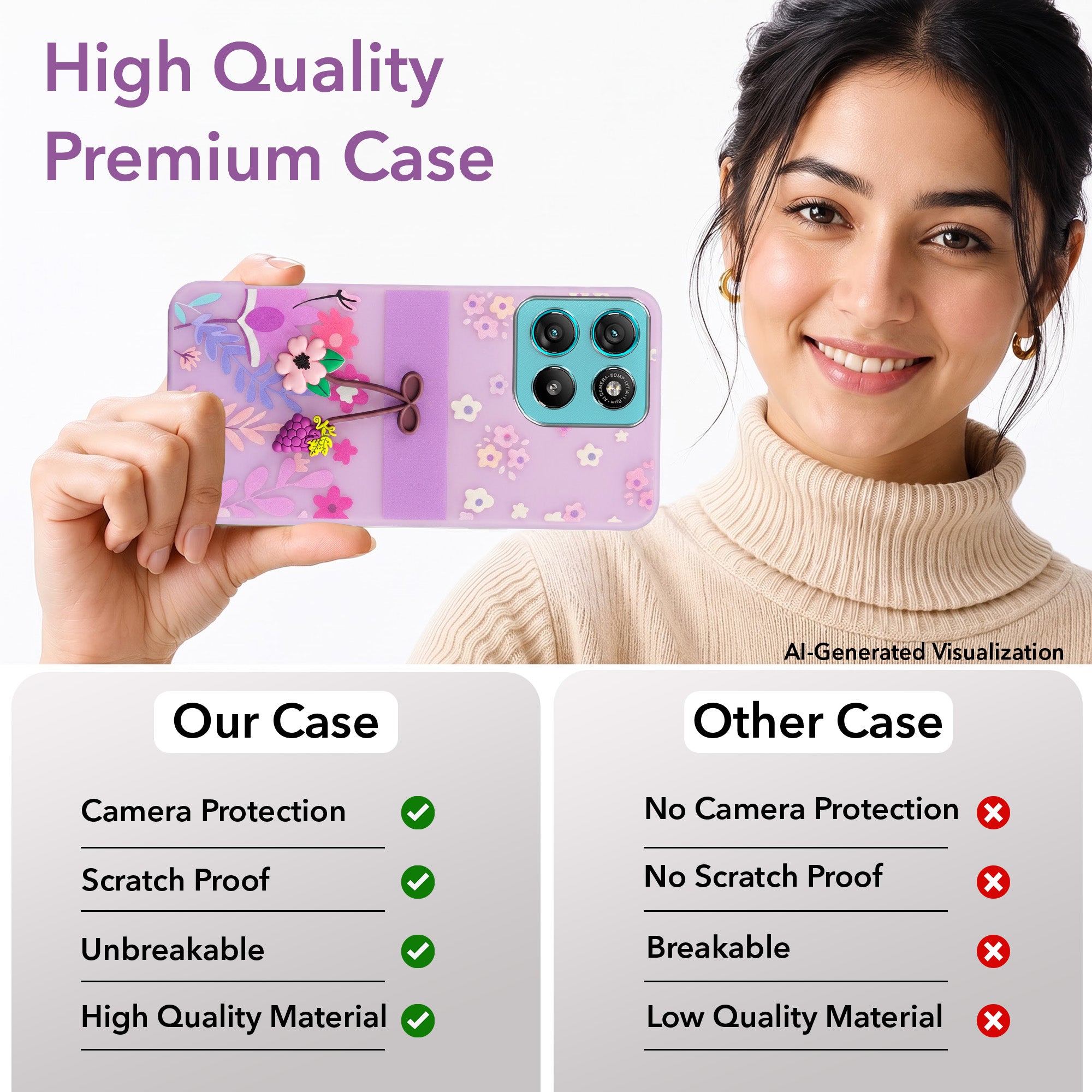 For Motorola Moto G67 Power | G57 Power Back Cover Case (3D Cute Cartoons | Hard Back Side Soft | Matte Premium Finish | HD Printing)