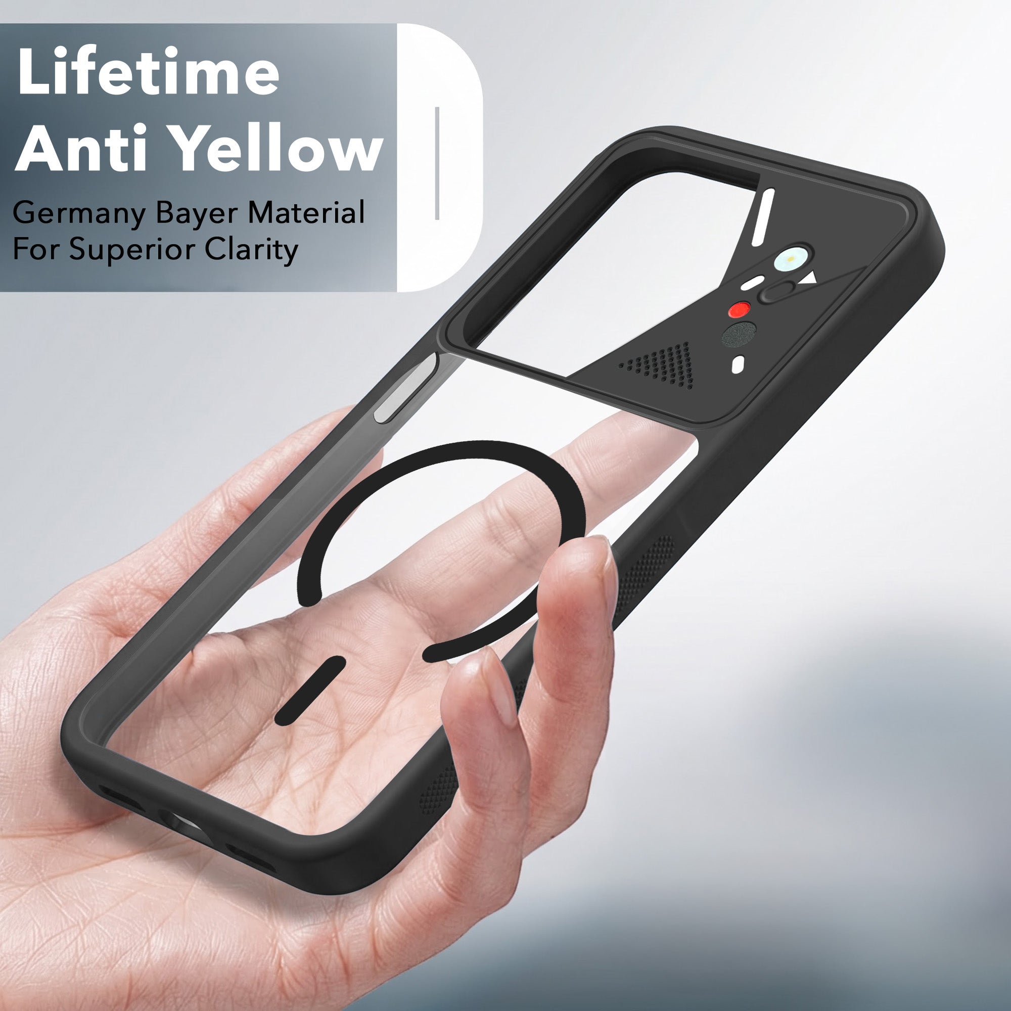 For Realme 15X Back Cover Case Lifetime Anti-Yellow Clear (Camera Protection | Side Grip | Wireless MagSafe Compatible)