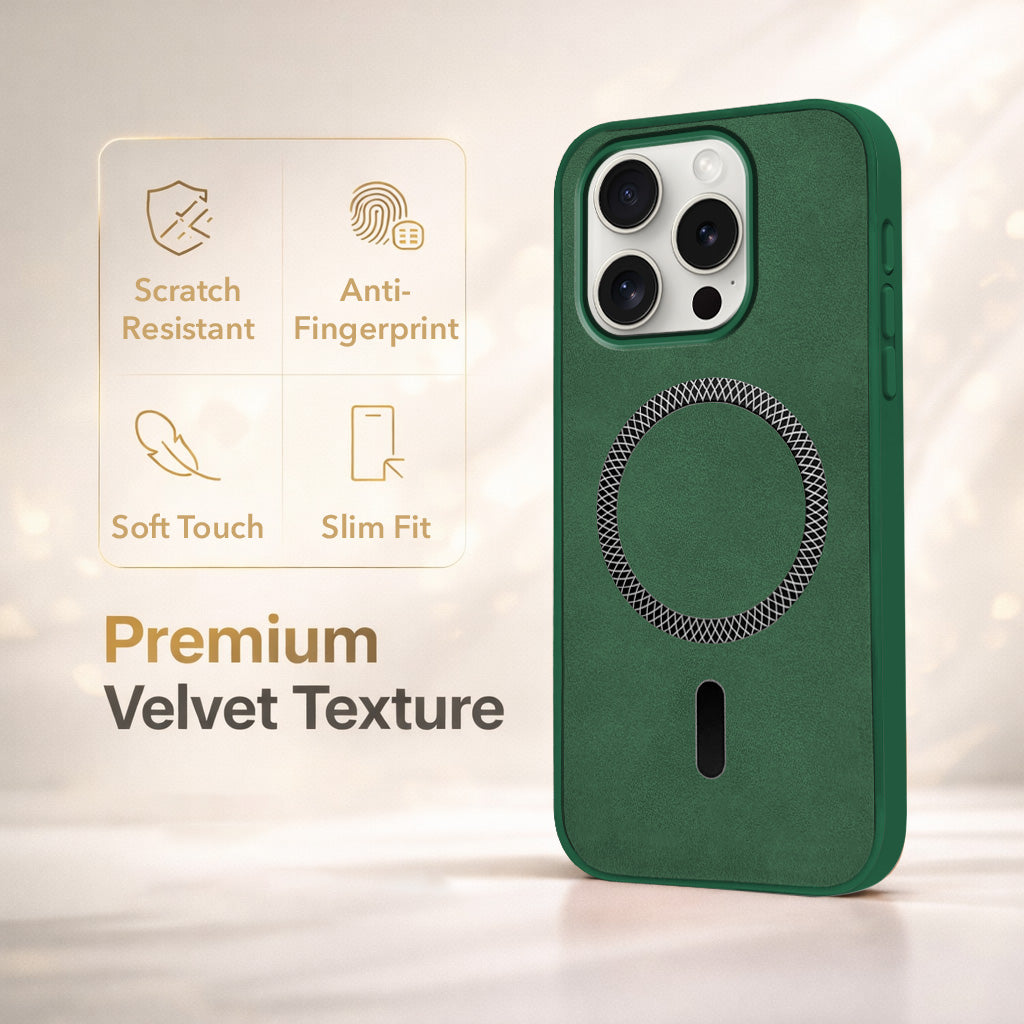 For Apple iPhone 15 Pro Back Cover Case Leather Finish (MagSafe Compatible Wireless Charging | Soft Touch | Camera Bump Protection)