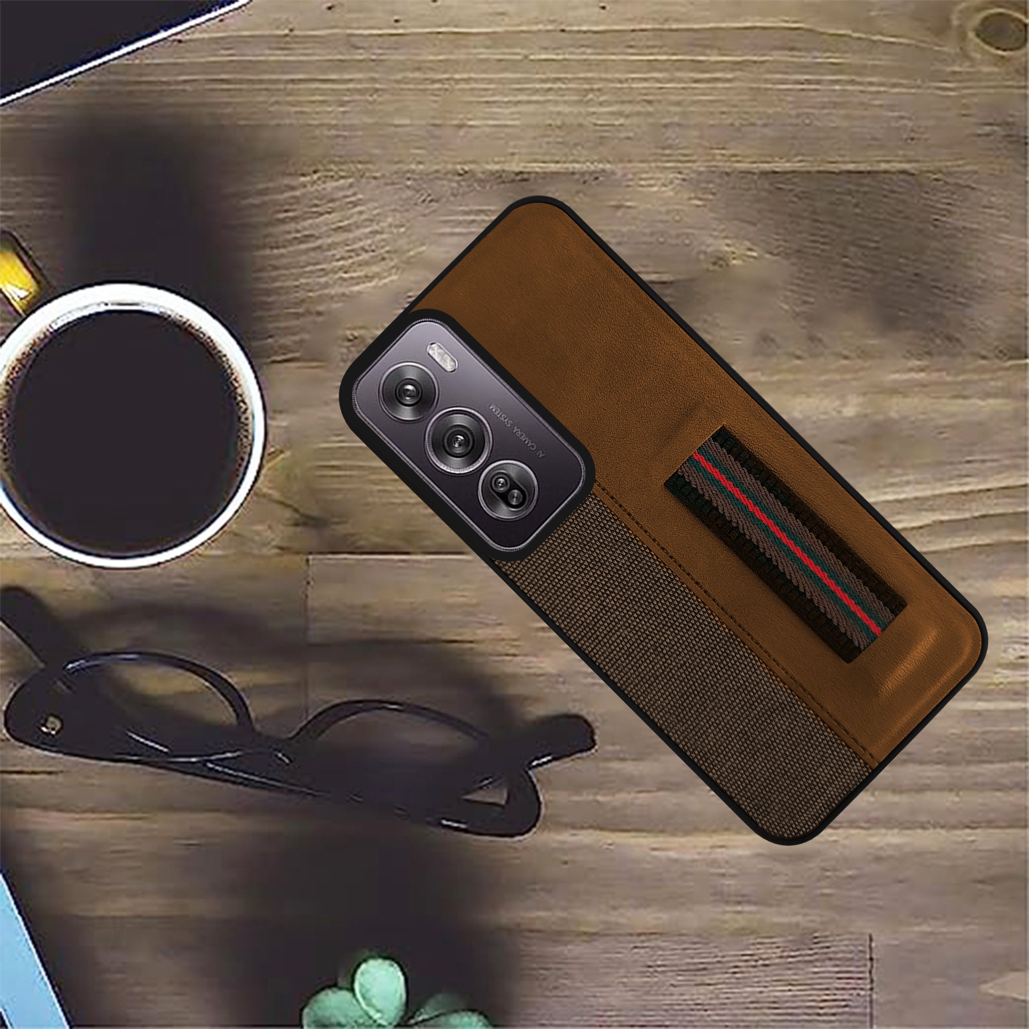 For Oppo Reno12 Pro 5G | Oppo Reno 12 Pro 5G Back Cover Case ( Professional PU Leather | Strip Chain Holder Socket)