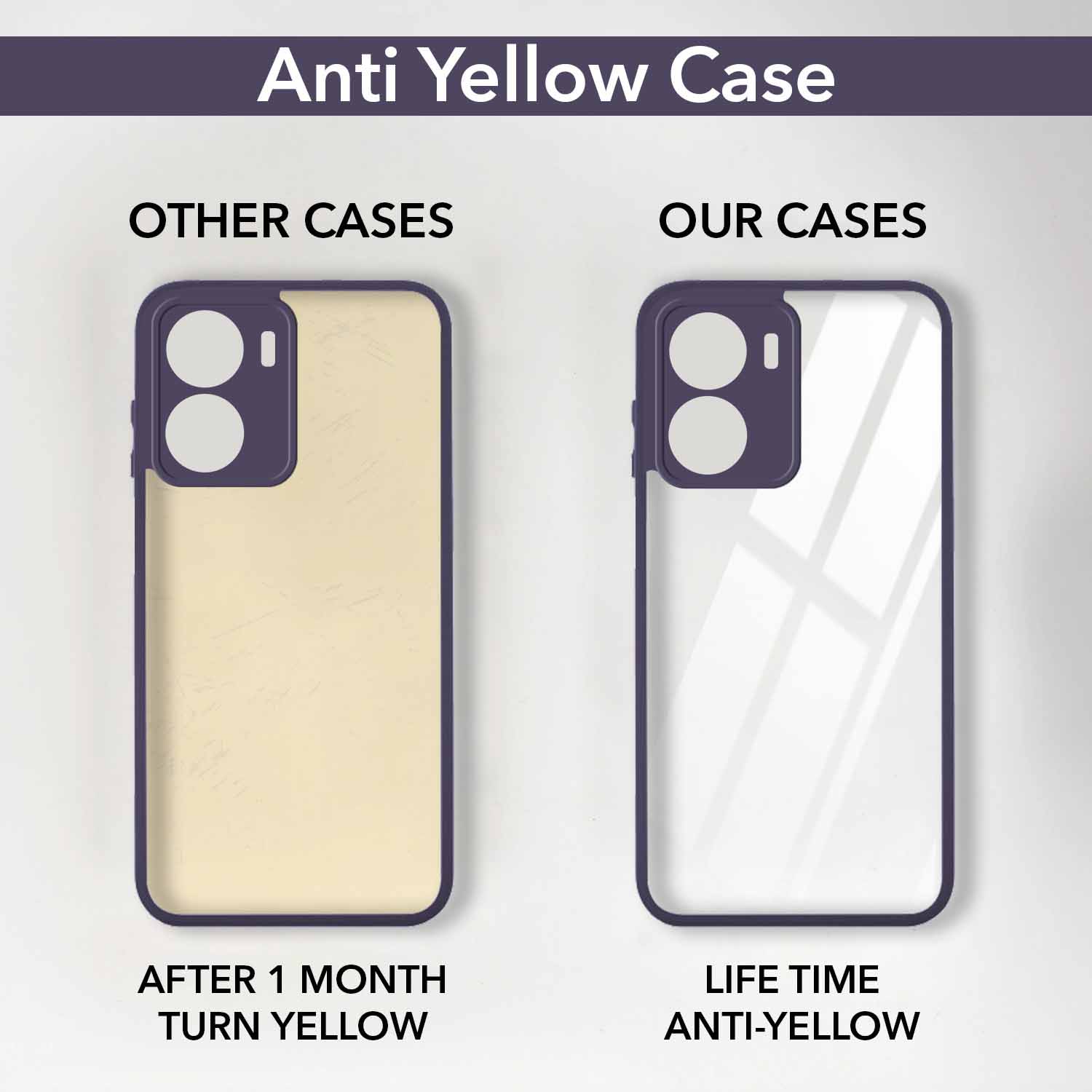 For Vivo T2x Back Cover Case Ultra-Hybrid (Lifetime Anti Yellow | Anti Scratch | Crystal Clear Shockproof)