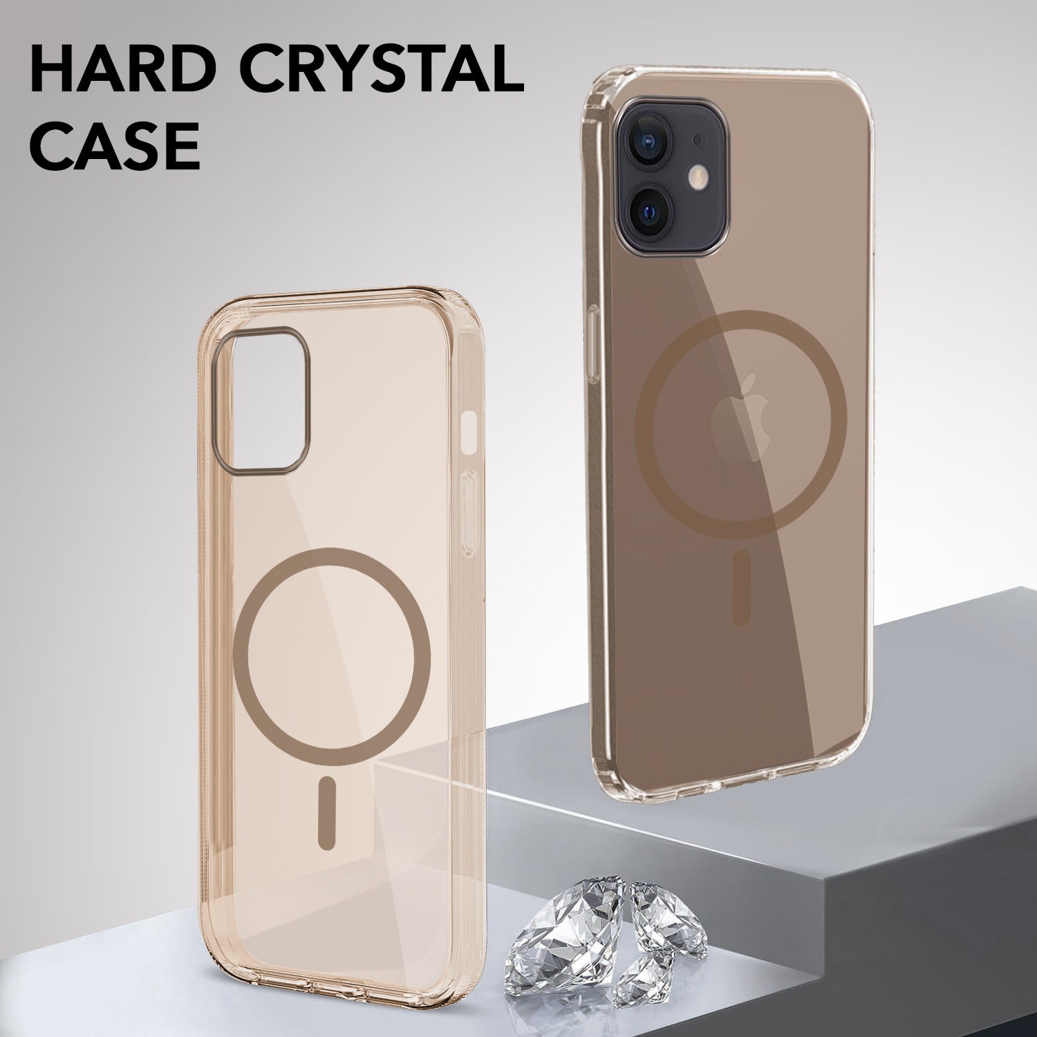 For Apple iPhone 12 Back Case Cover Lifetime Anti-Yellow MagSafe Compatible Clear (Sleek Hard Crystal | Camera Protection and Shockproof)