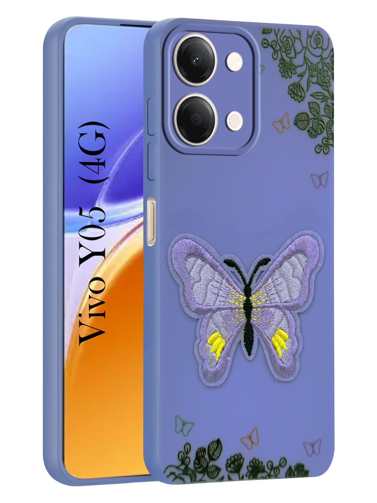 For Vivo Y05 4G Back Cover Case (Soft Butterfly Embroidery | Women Teen Girls | Camera Protection| Matte Silicone)