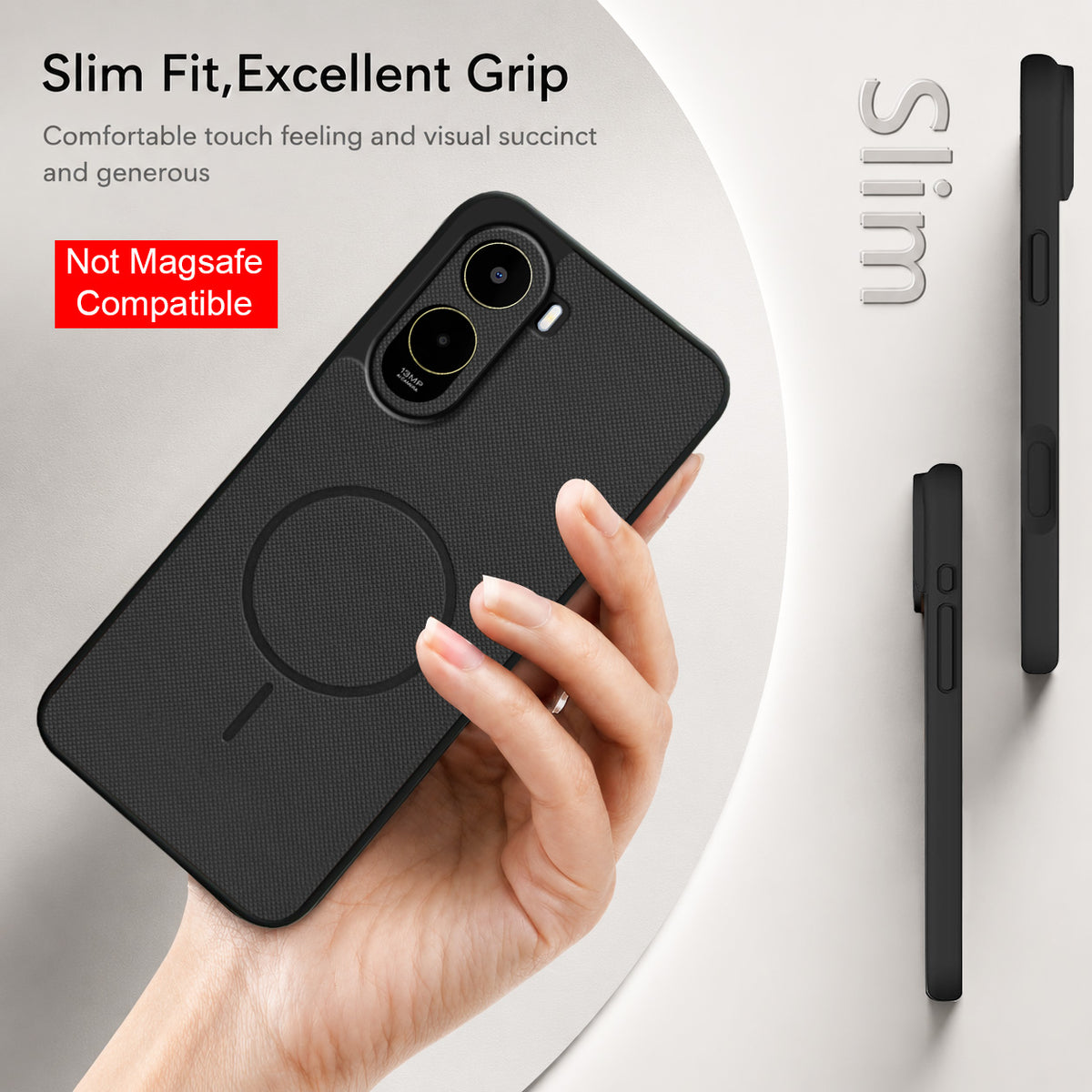 For Poco C81 5G Back Cover Case PU Leather (Texture Grip Design | Professional Minimalist | Camera Protection | Soft and Flexible)