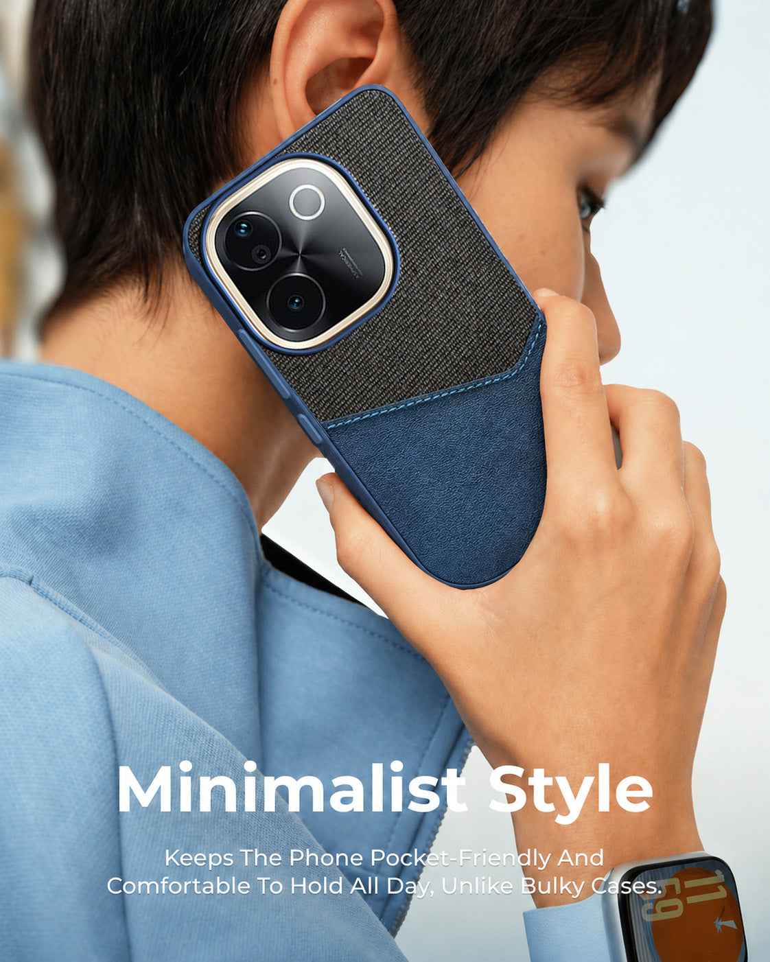 For Vivo T3 Pro Back Cover Case (Dual PU Leather Stitch | Professional Minimalist | Soft and Flexible)