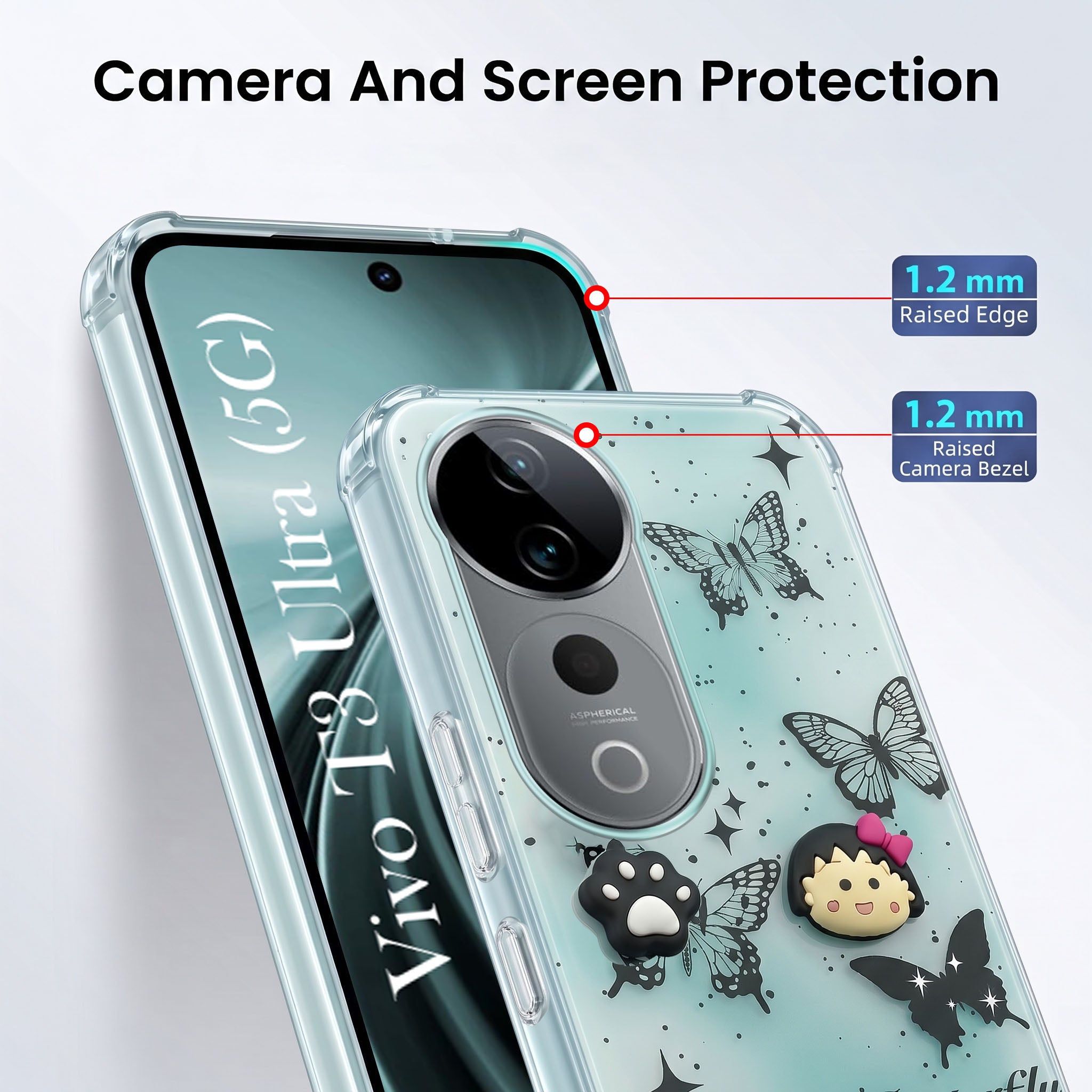 For Vivo T3 Ultra Back Cover Case (3D Cute Cartoons | Hard Back Side Soft | Matte Premium Finish | HD Printing)