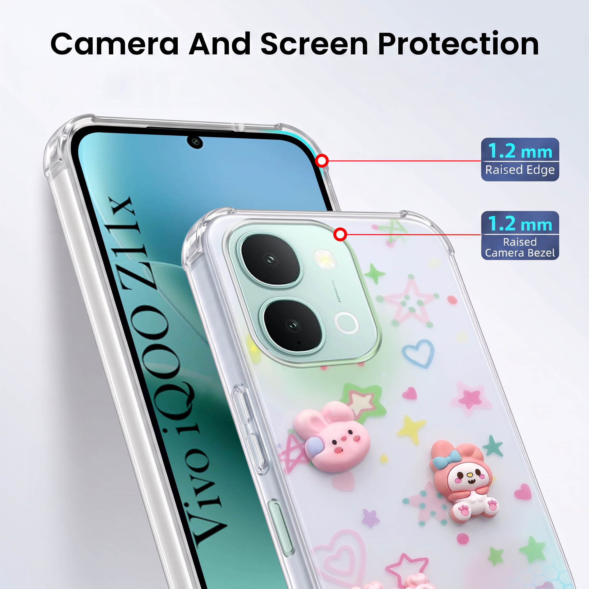 For Vivo iQOO Z11x 5G Back Cover Case (3D Cute Cartoons | Hard Back Side Soft | Matte Premium Finish | HD Printing)