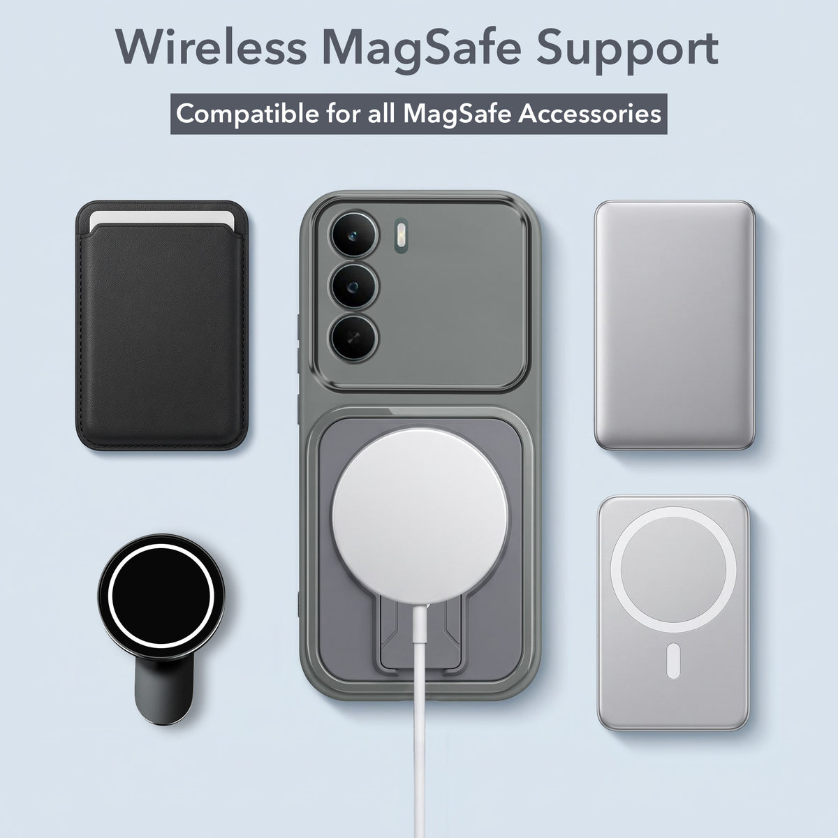 For Realme C73 Back Case Cover Metallic (Hybrid Armor Kickstand | MagSafe Compatible | Camera Protection Shockproof)