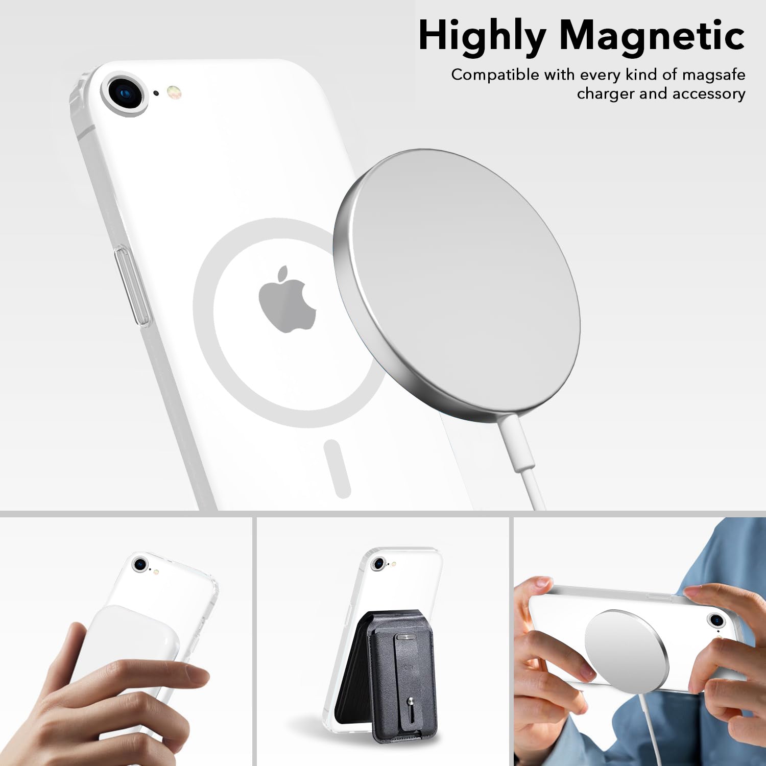 For iPhone SE 2020 | SE 2022 Back Cover Case (Frosted Matte Feel | MagSafe Compatible Wireless Charging | Polycarbonate Material)