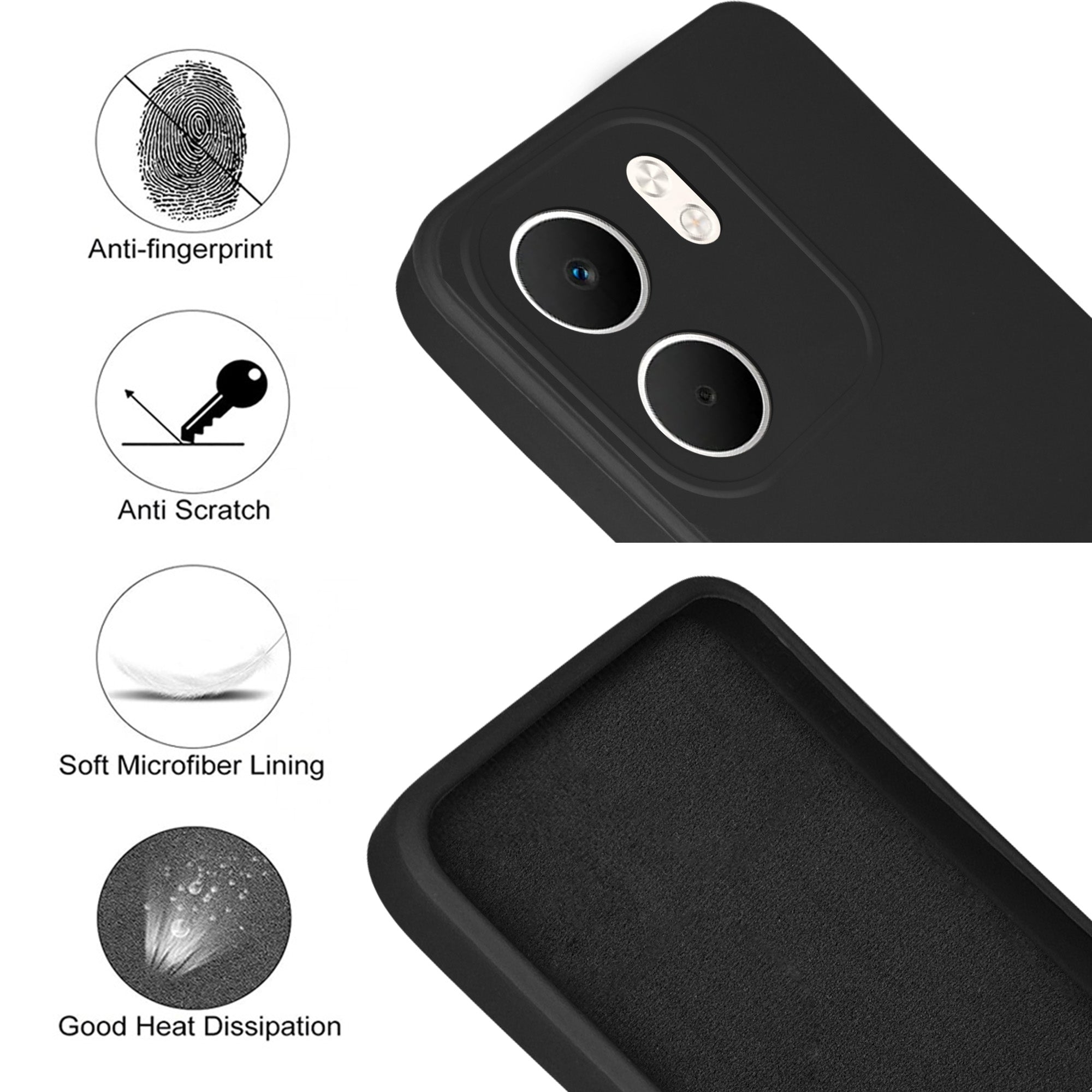 For Oppo A5X Back Cover Case (Matte Finish Silicone with Inside Fiber cloth) (Matte Finish Silicone with Inside Fiber cloth)