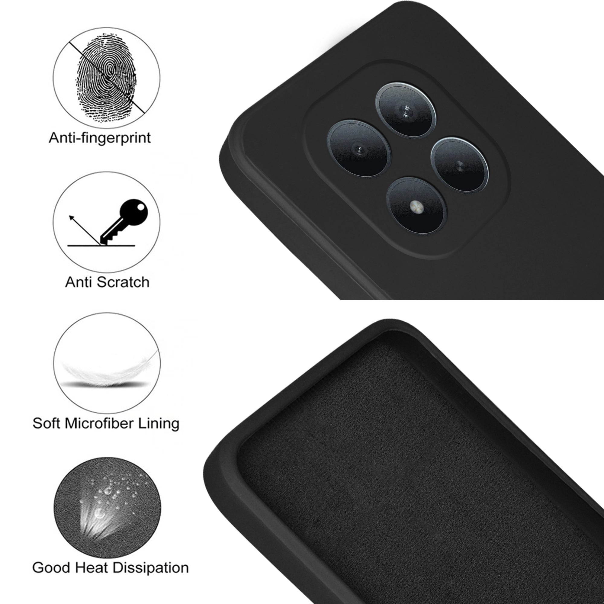 For Xiaomi Redmi Note 15 Pro Plus 5G Back Cover Case (Matte Finish Silicone with Inside Fiber cloth)
