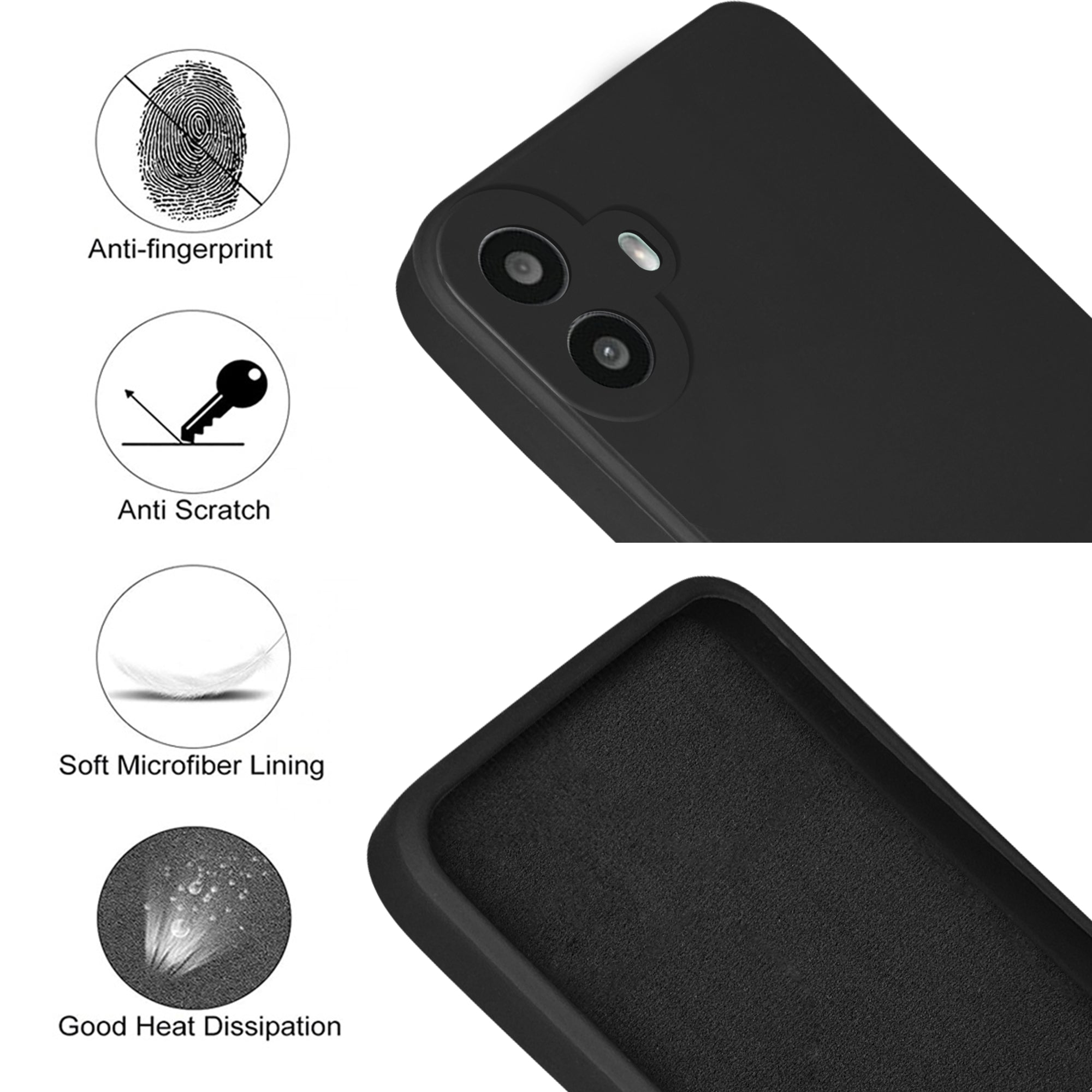 For Nothing CMF Phone 1 Back Cover Case (Matte Finish Silicone with Inside Fiber cloth)