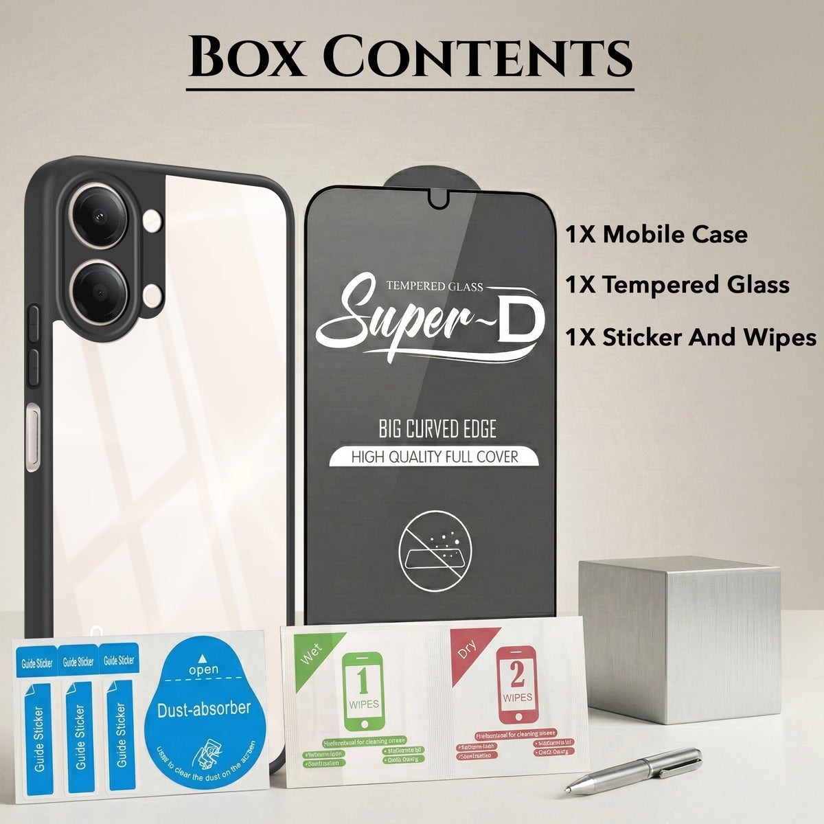 For Vivo Y05 (4G) | Vivo T5 Lite (5G)  Combo with Back Cover and 9H Tempered Glass (Lifetime Anti-Yellow | Crystal Clear Shockproof | Oleophobic Coating Screen Glass)