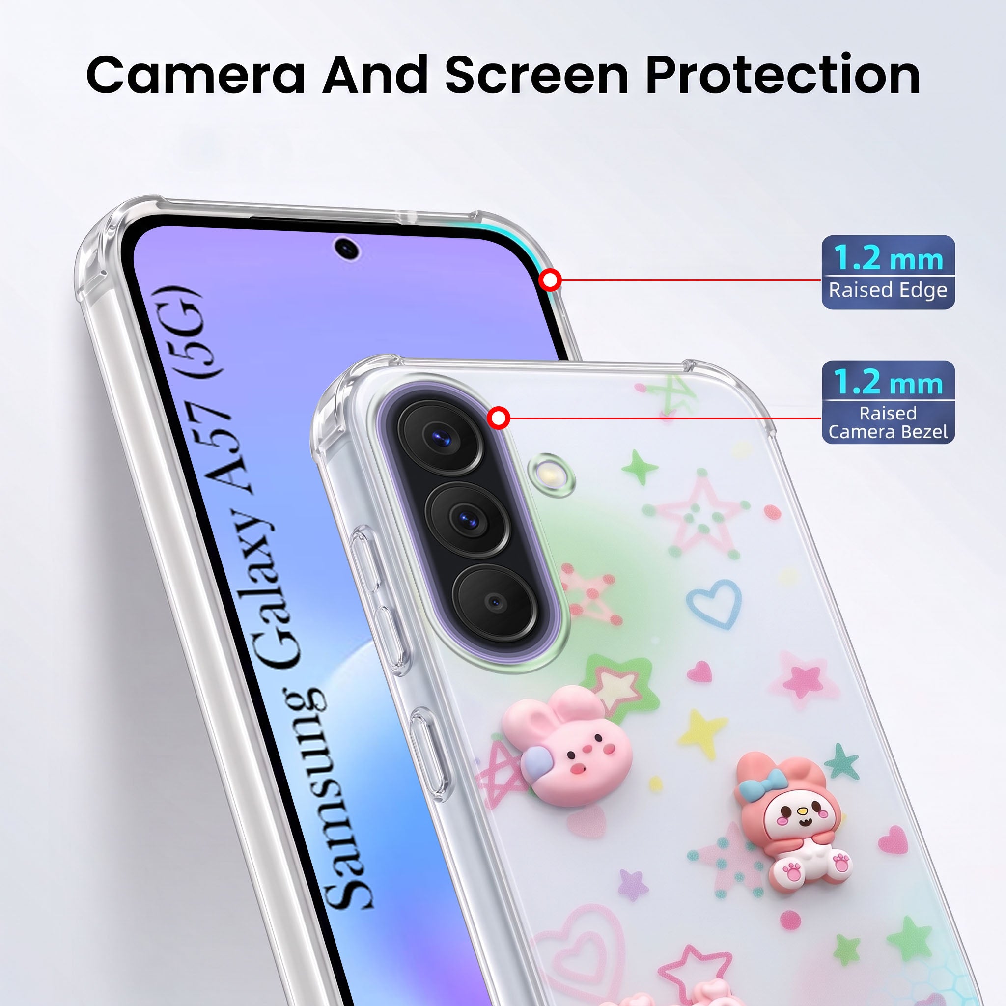 For Samsung Galaxy A57 5G Back Cover Case (3D Cute Cartoons | Hard Back Side Soft | Matte Premium Finish | HD Printing)