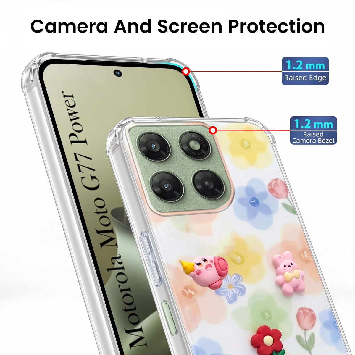 For Motorola Moto G77 Power Back Cover Case (3D Cute Cartoons | Hard Back Side Soft | Matte Premium Finish | HD Printing)