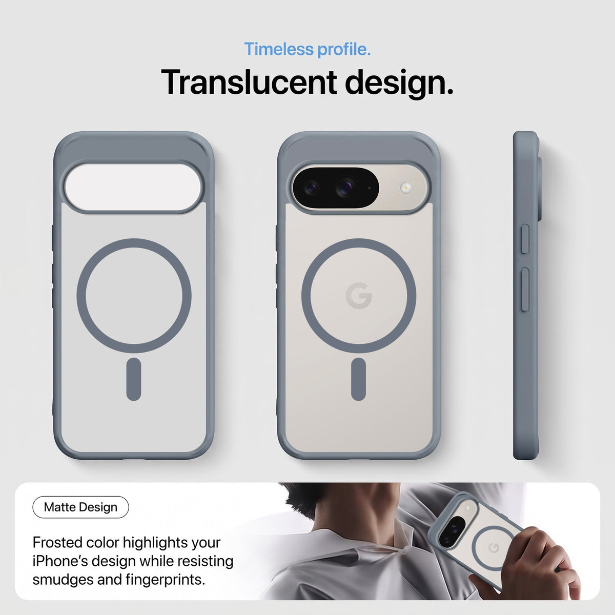 For Google Pixel 9 Matte Finish Back Case Cover (MagSafe Compatible | Translucent Soft Touch | Slim and Unbreakable)