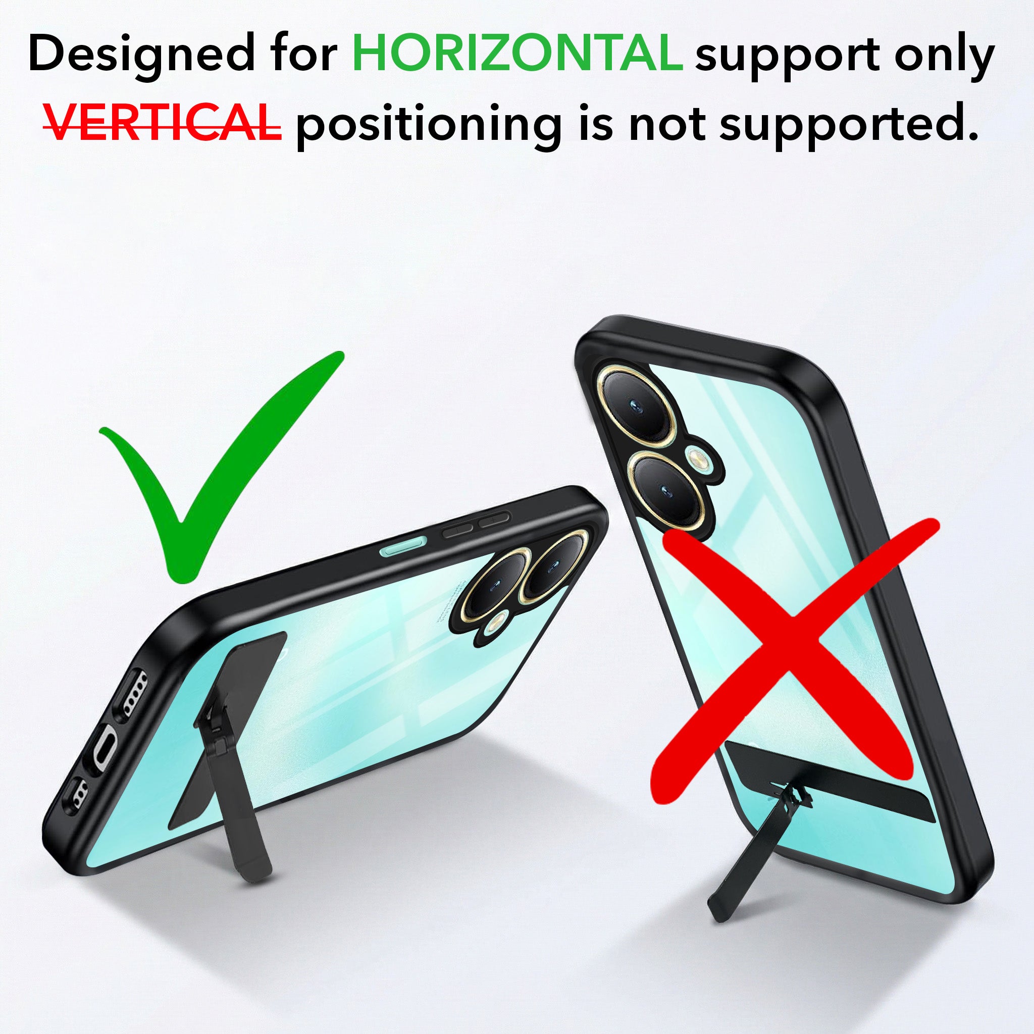 For Vivo Y27 Back Cover Case (Built-in Stand | Lifetime Anti Yellow | Kickstand Shockproof | Camera Protection | MagSafe Compatible)