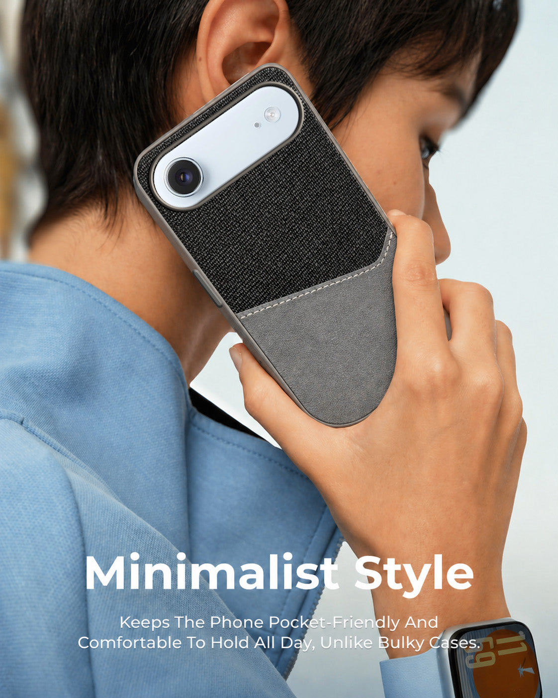 For Apple iPhone 17 Air Back Cover Case (Dual PU Leather Stitch | Professional Minimalist | Soft and Flexible)
