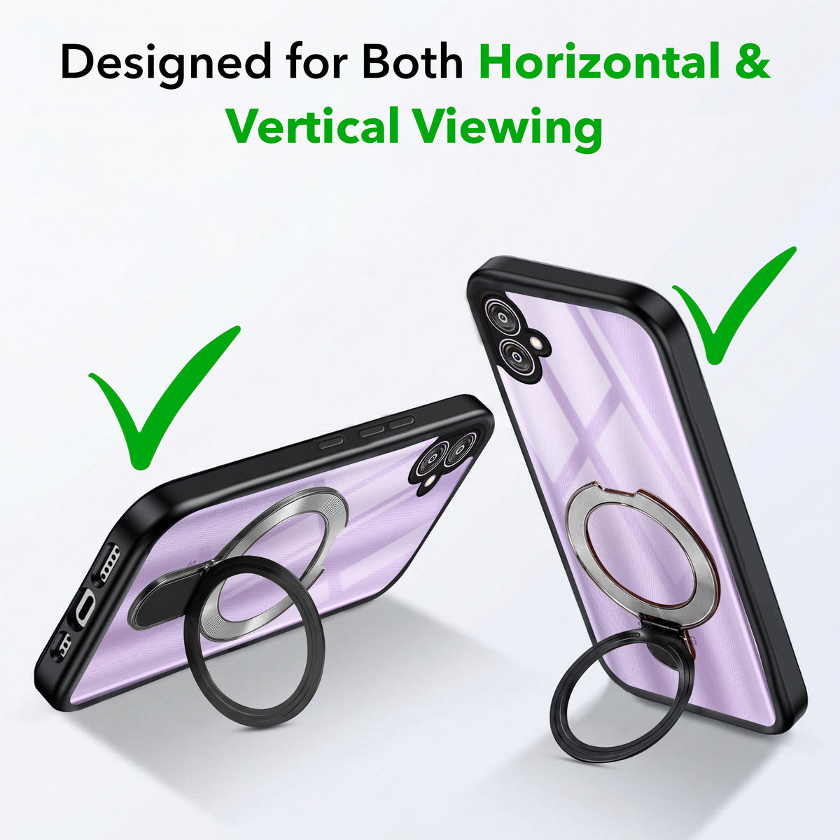 For Samsung Galaxy M04 | F04 Back Cover Case (Kick Stand Ring Holder | Life time Anti Yellow | Camera Protection)