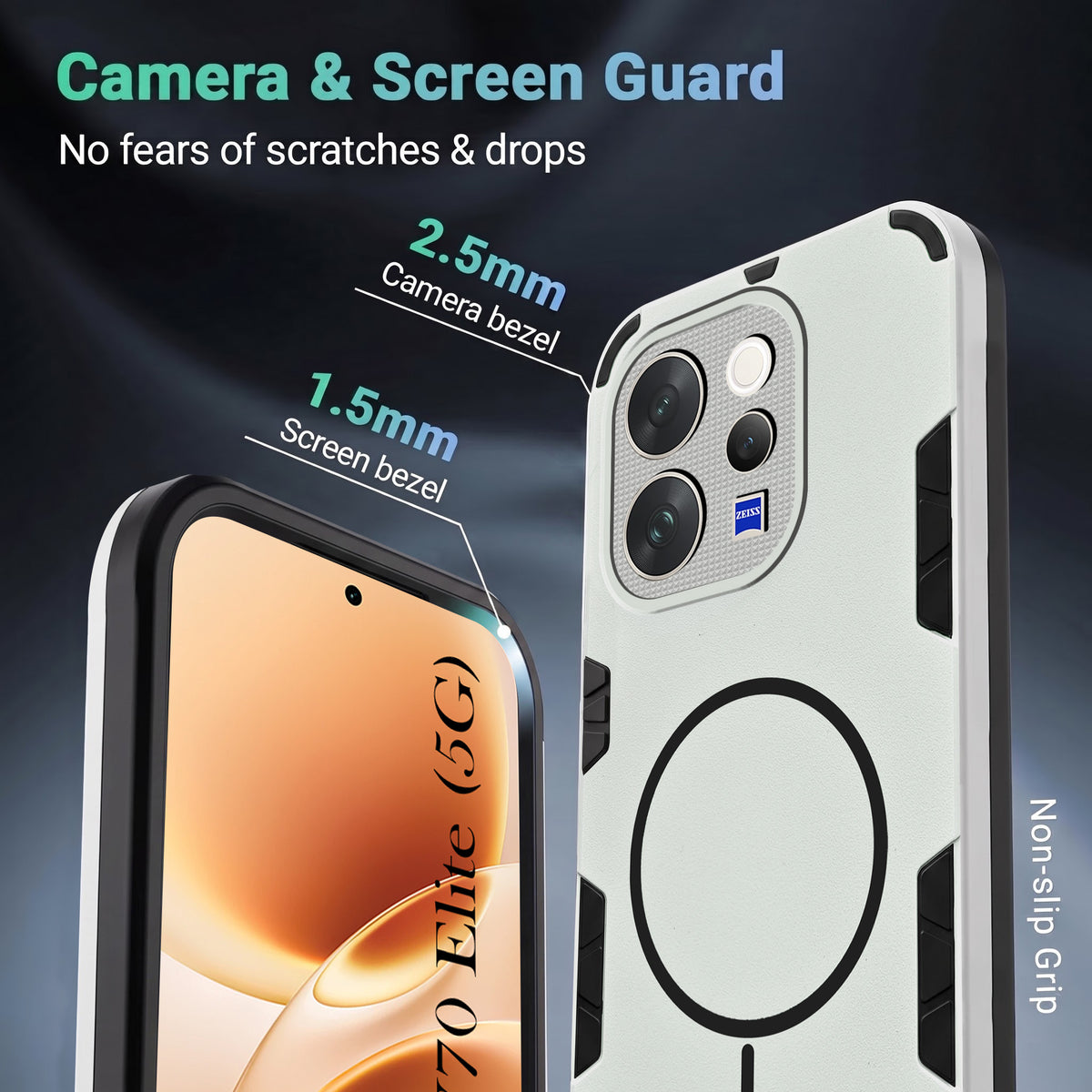 For Vivo V70 | Vivo V70 Elite 5G Back Cover Case (Slim Hybrid Armor | Shockproof Camera Protection | Rugged Dual Layer)