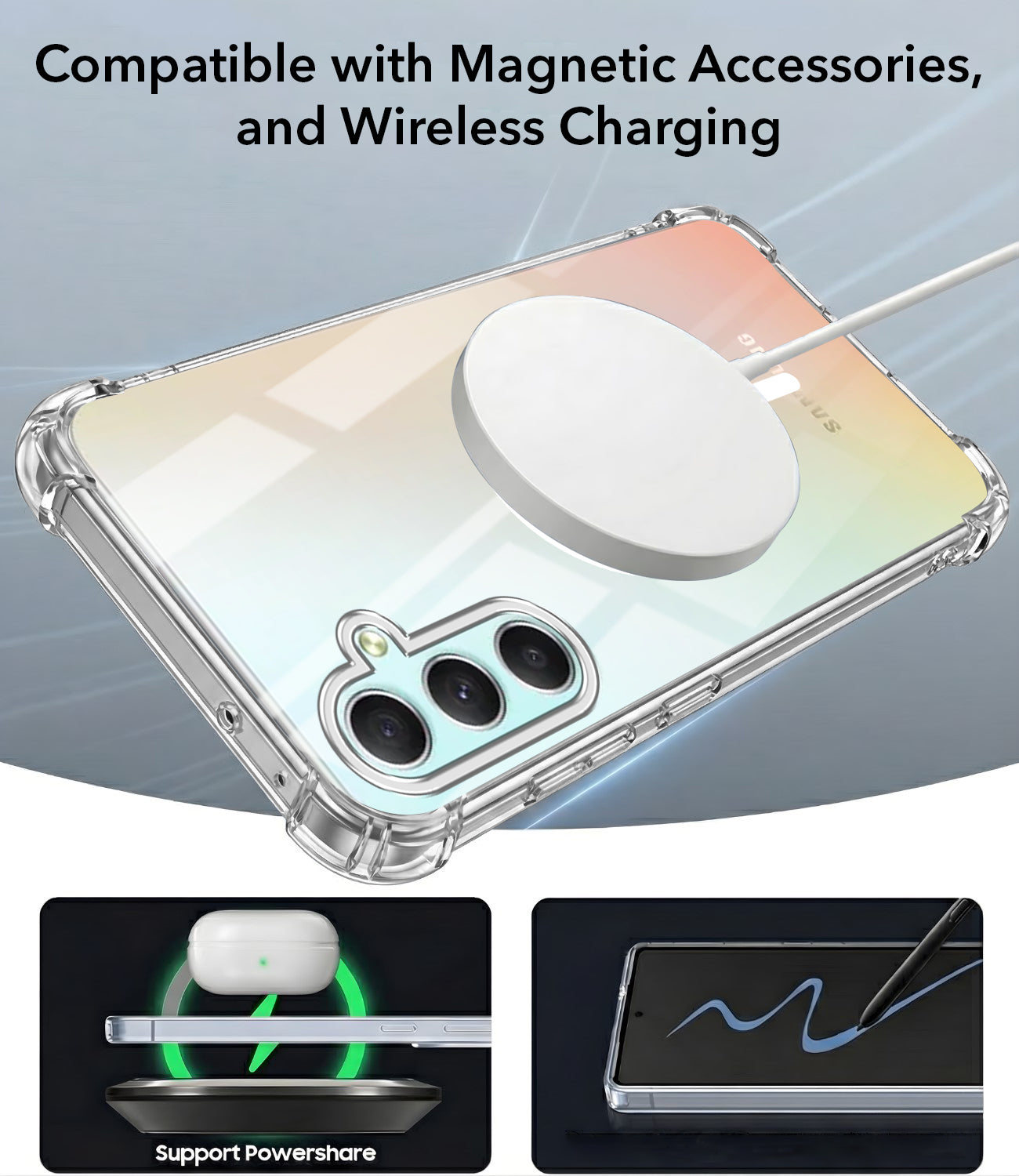 For Samsung Galaxy A34 5G Back Cover Shockproof Crystal-Clear (Magsafe Wireless Support | Drop & Camera Protection | Hard Polycarbonate)
