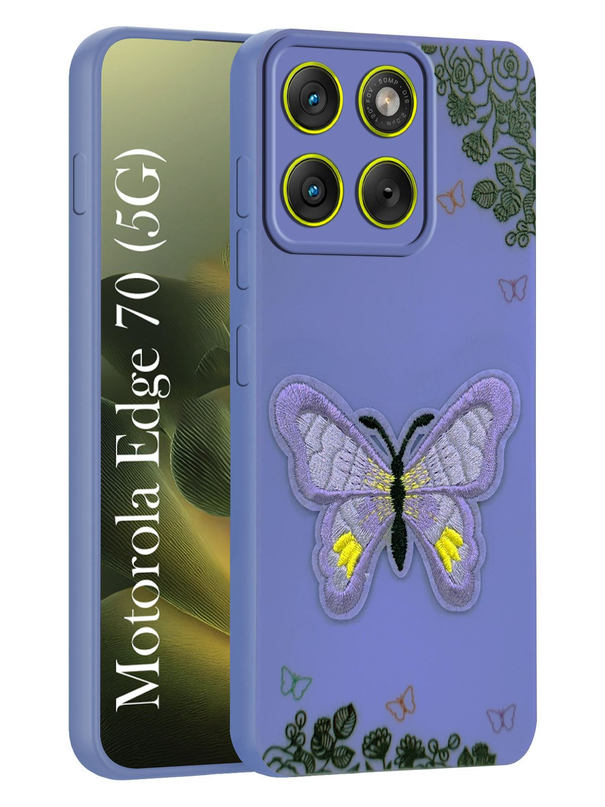 For Motorola Moto Edge 70 Back Cover Case (Soft Butterfly Embroidery | Women Teen Girls | Camera Protection| Matte Silicone)