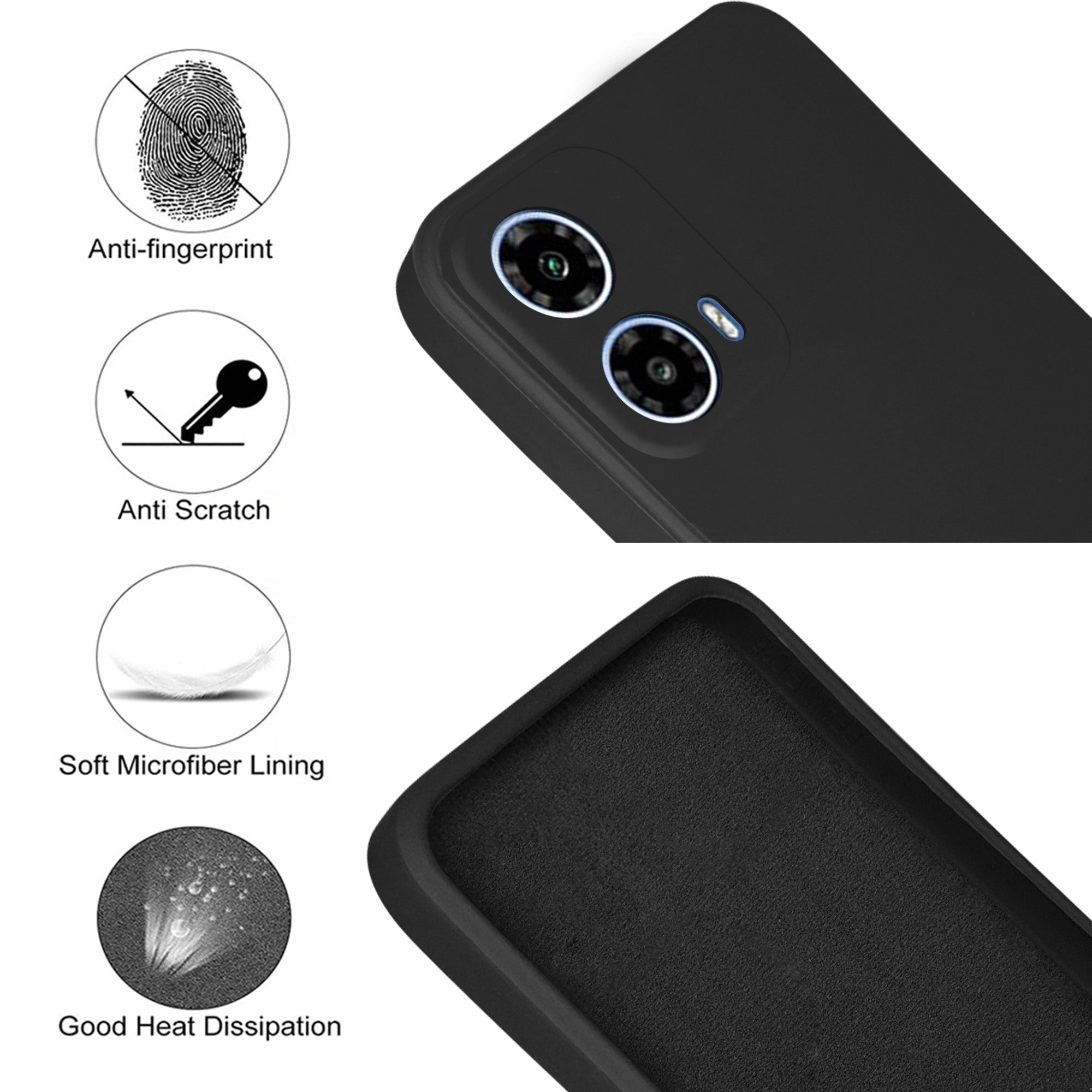 For Motorola Moto G34 5G Back Cover Case (Matte Finish Silicone with Inside Fiber cloth)