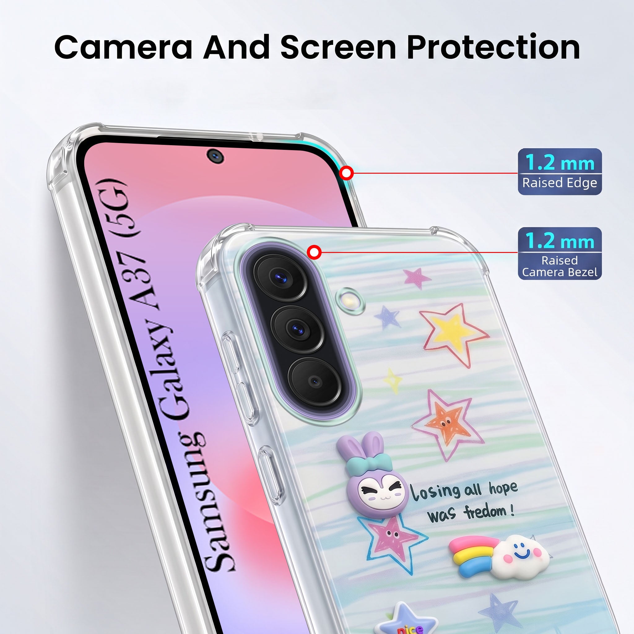 For Samsung Galaxy A37 5G Back Cover Case (3D Cute Cartoons | Hard Back Side Soft | Matte Premium Finish | HD Printing)