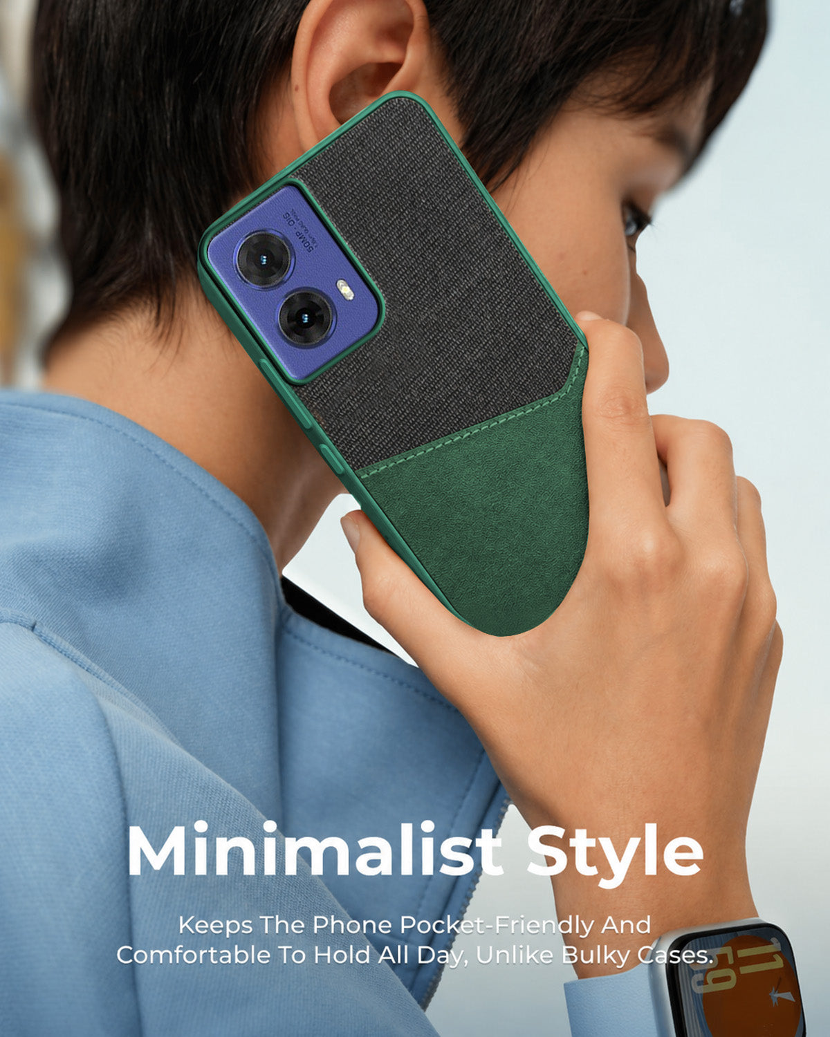 For Motorola Moto G85 Back Cover Case (Dual PU Leather Stitch | Professional Minimalist | Soft and Flexible)