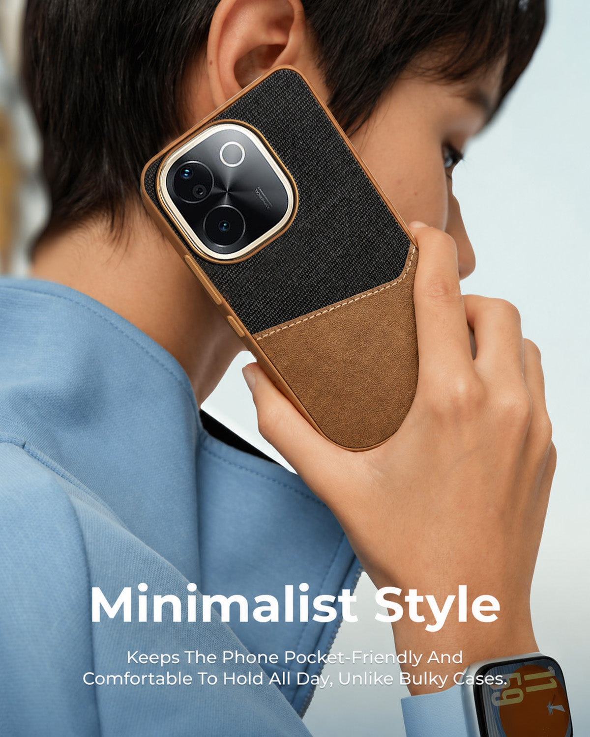 For Vivo iQOO Z9s Pro Back Cover Case (Dual PU Leather Stitch | Professional Minimalist | Soft and Flexible)