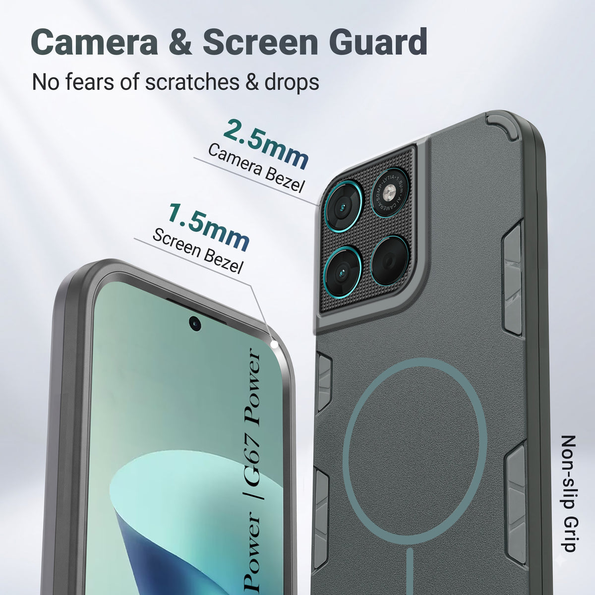 For Motorola Moto G67 Power | G57 Power Back Cover Case (Slim Hybrid Armor | Shockproof Camera Protection | Rugged Dual Layer)