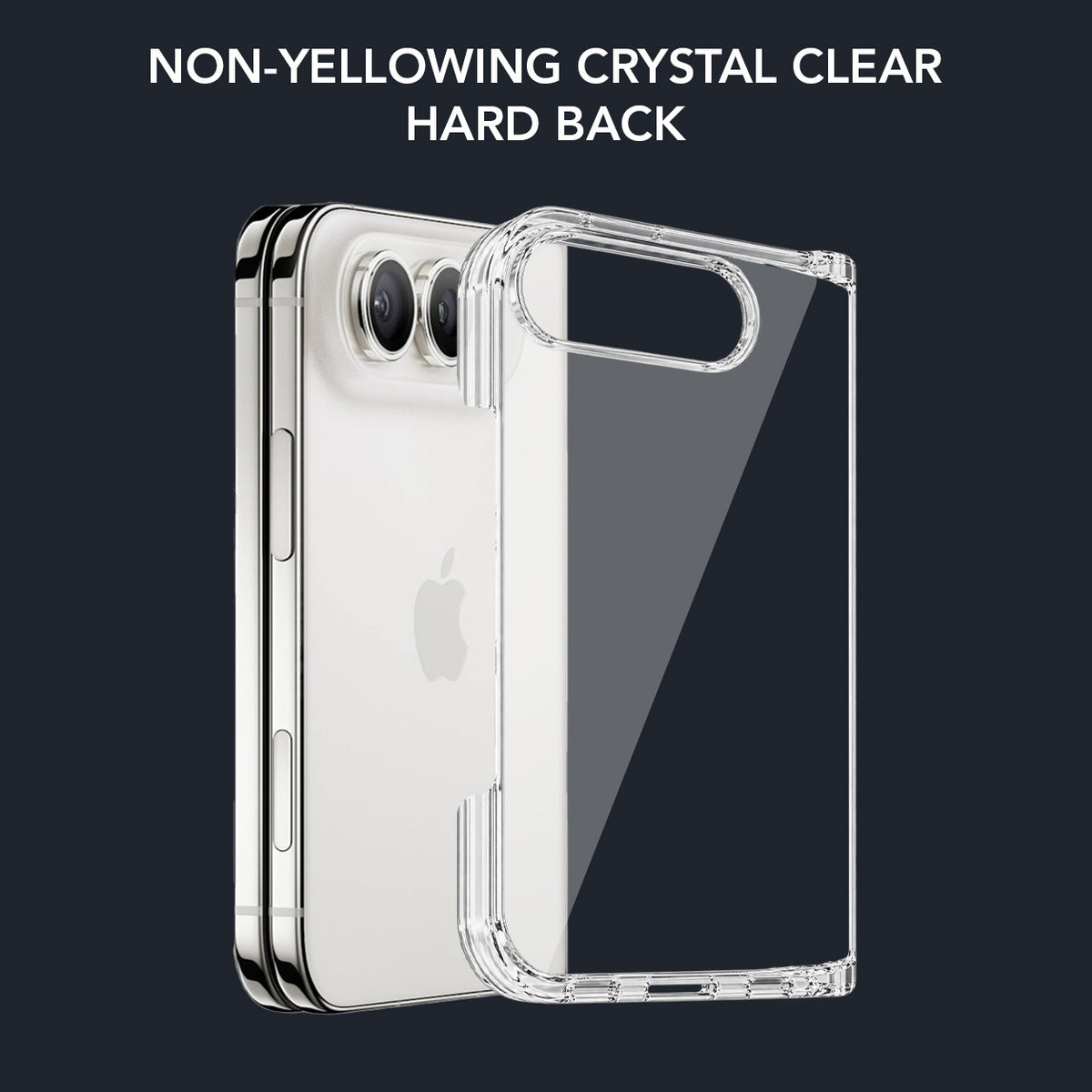 For Apple iphone Duo Back Cover Case Lifetime Anti-Yellow Clear (Sleek Hard Crystal | Shockproof and Camera Protection)