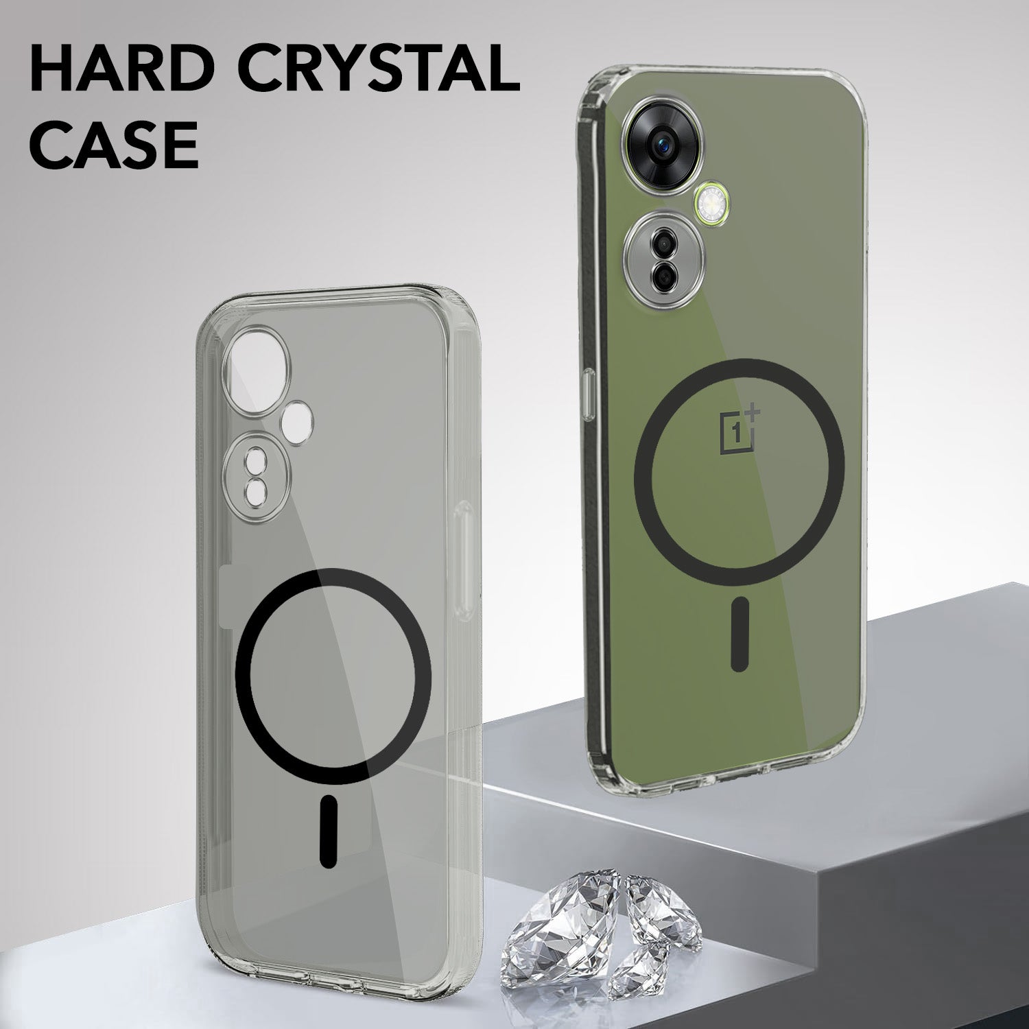 For OnePlus Nord CE 3 Lite Back Cover Case Lifetime Anti-Yellow MagSafe Compatible Clear (Sleek Hard Crystal | Shockproof and Camera Protection)