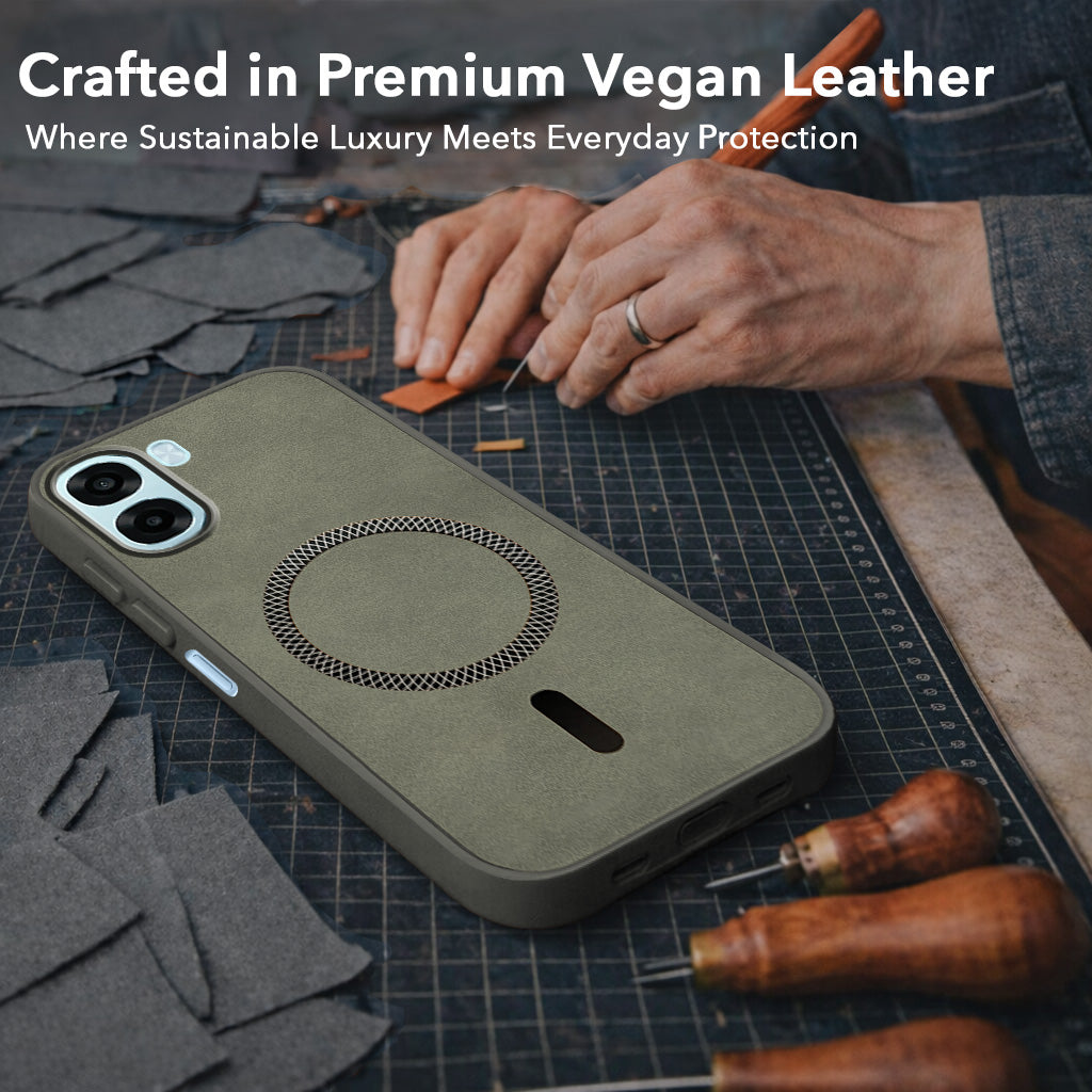 For Oppo A6X | Oppo A6S Back Cover Case Leather Finish (MagSafe Compatible Wireless Charging | Soft Touch | Camera Bump Protection)