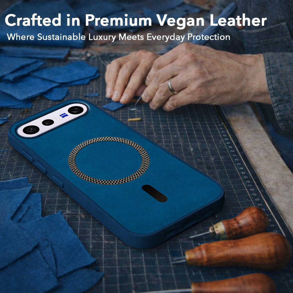 For Vivo X300 FE Back Cover Case Leather Finish (MagSafe Compatible Wireless Charging | Soft Touch | Camera Bump Protection)
