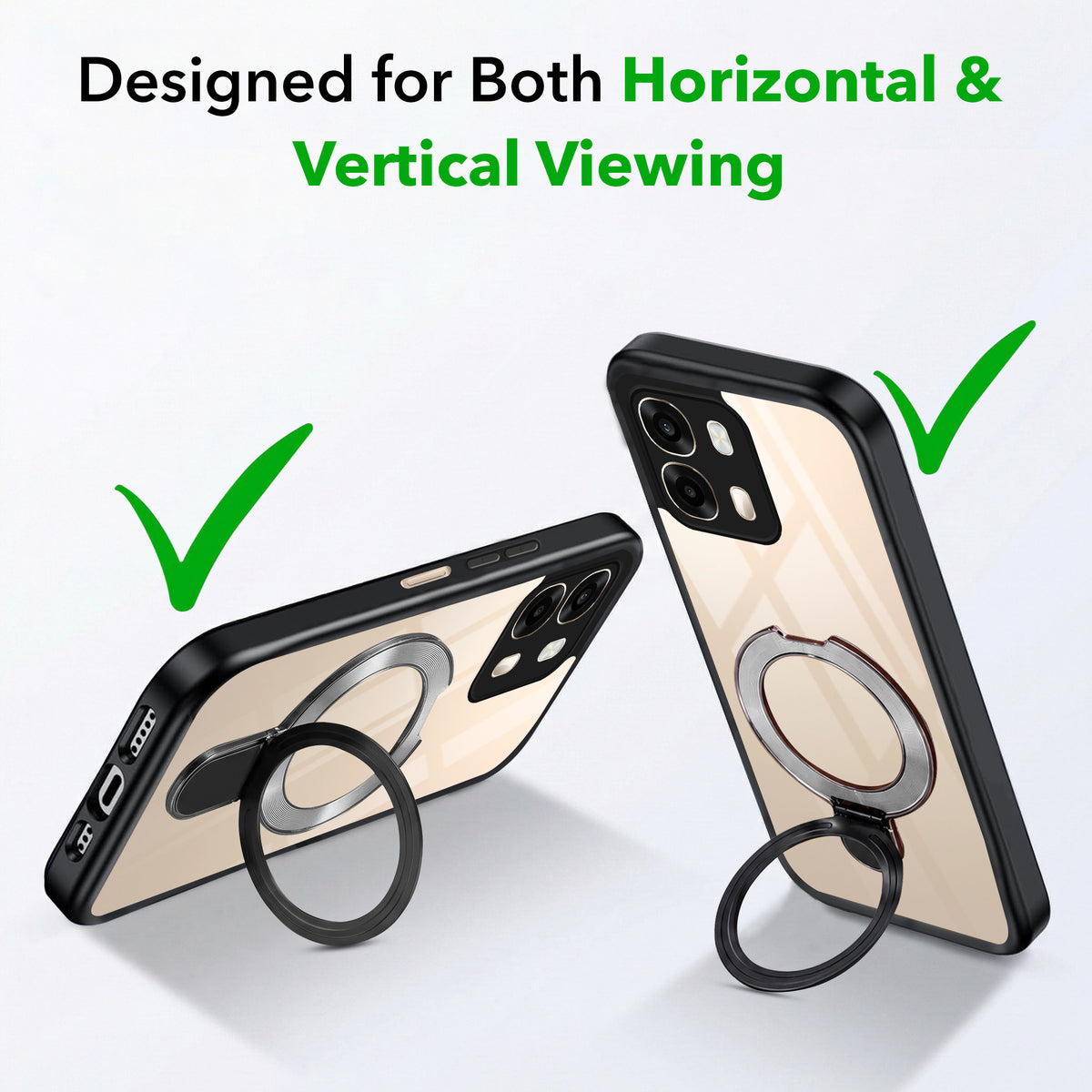 For Oppo A6 Pro Back Cover Case (Kick Stand Ring Holder | Life time Anti Yellow | Camera Protection)
