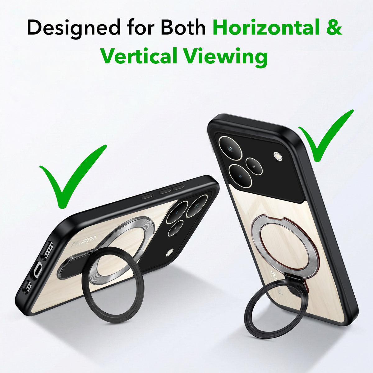 For Realme P4 Pro Back Cover Case (Kick Stand Ring Holder | Life time Anti Yellow | Camera Protection)