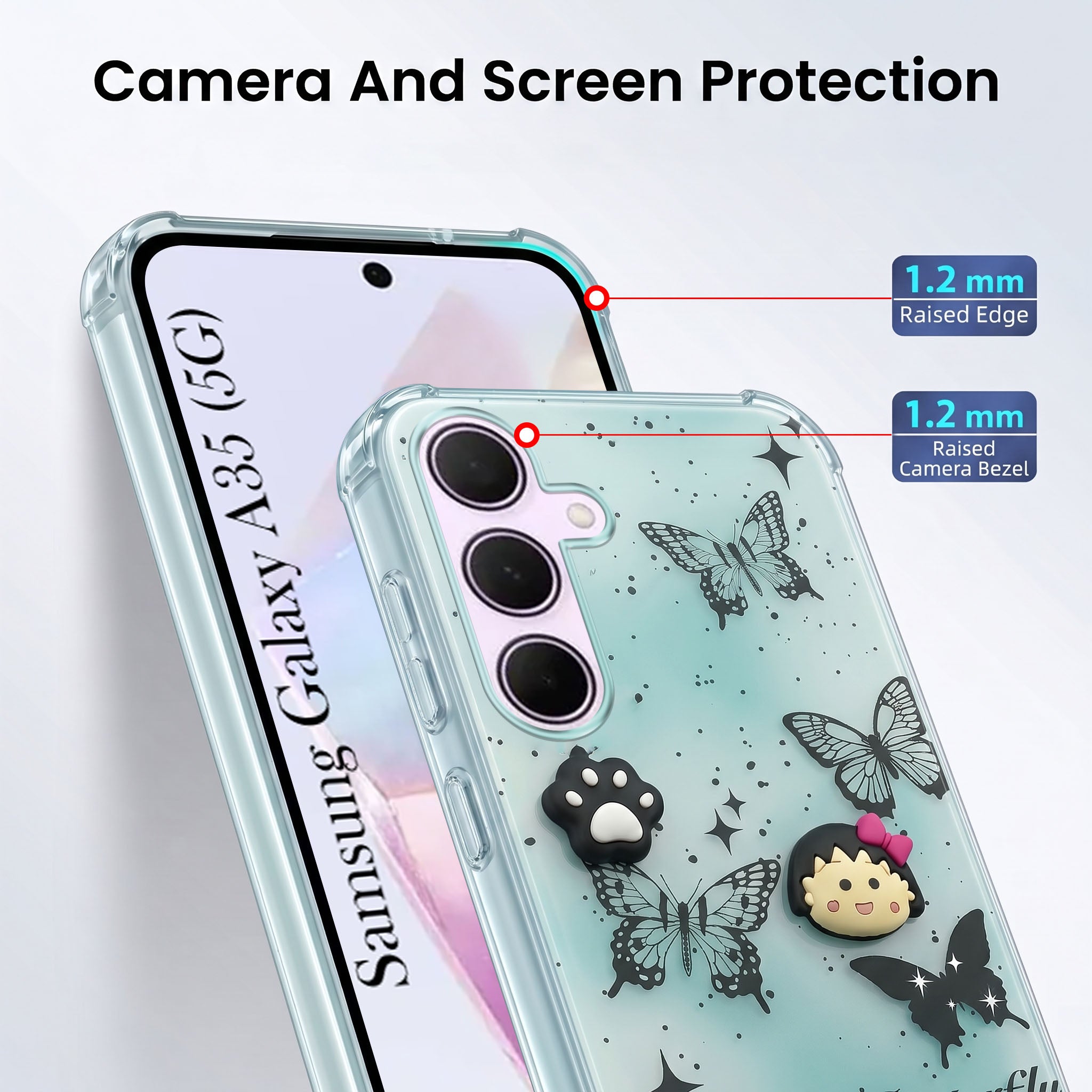 For Samsung Galaxy A35 5G Back Cover Case (3D Cute Cartoons | Hard Back Side Soft | Matte Premium Finish | HD Printing)