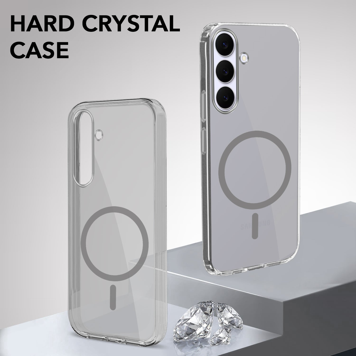 For Samsung Galaxy S25 FE Back Cover Case Lifetime Anti-Yellow MagSafe Compatible Clear (Sleek Hard Crystal | Shockproof and Camera Protection)