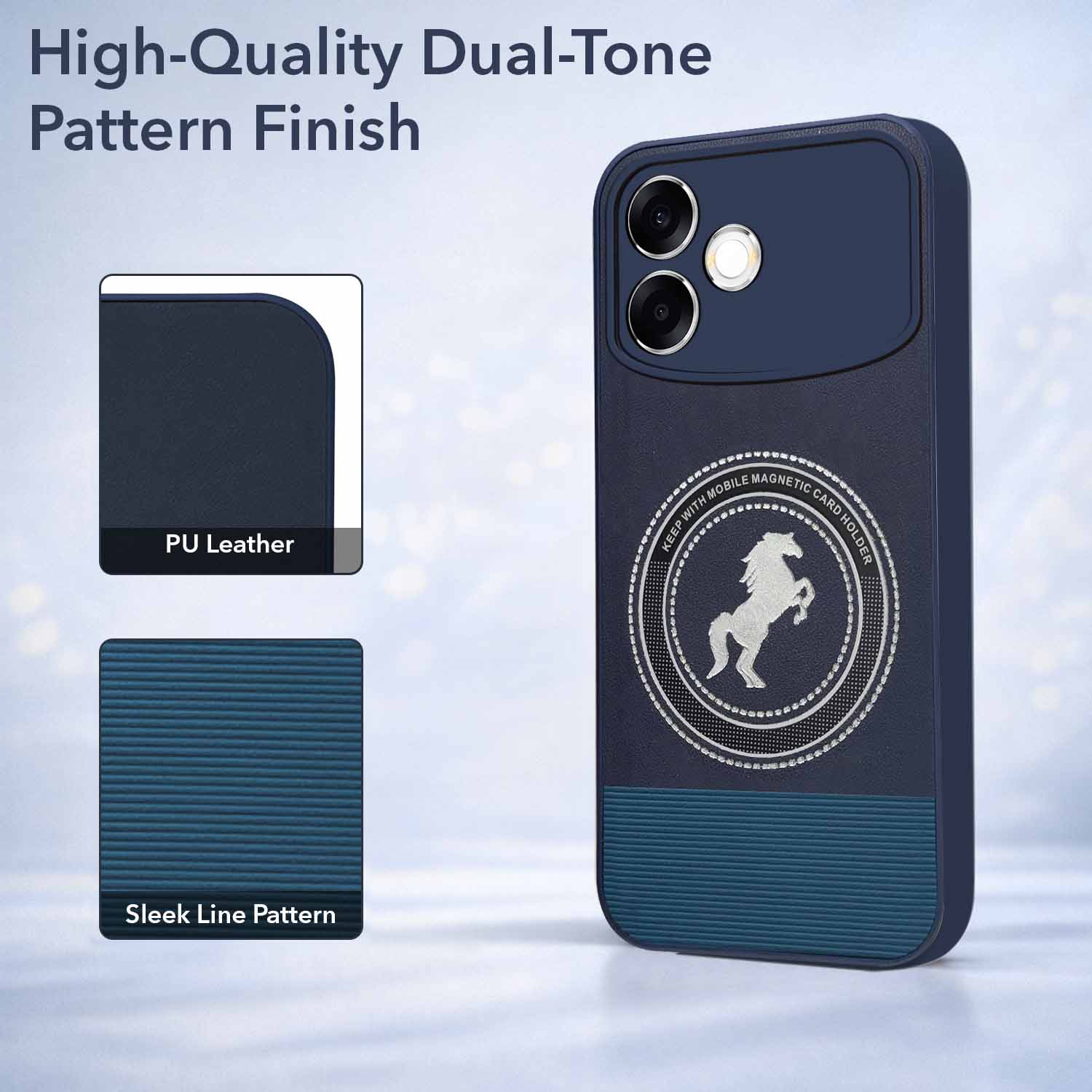 For Oppo F33 Pro 5G Back Cover Case PU Leather Finish (Professional Minimalist Texture | MagSafe Compatile | Camera Protection | Sleek Sober Formal)