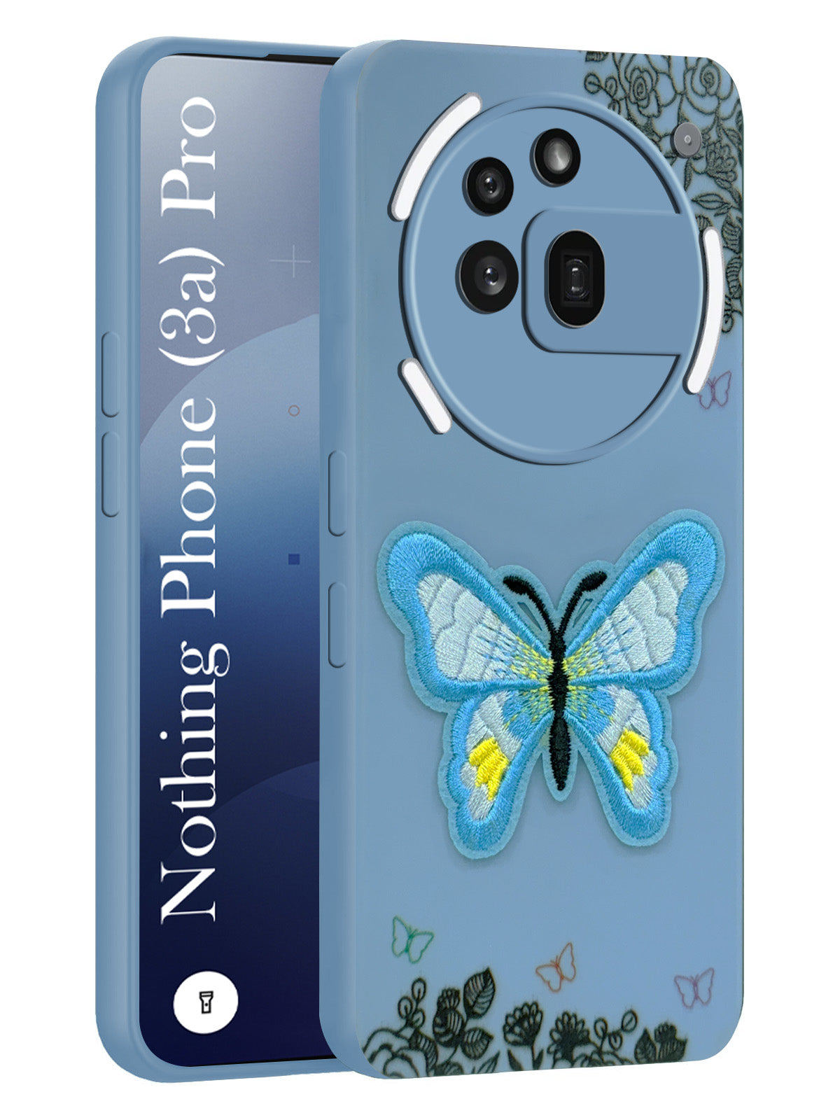 For Nothing Phone 3A Pro 5G Back Cover Case (Soft Butterfly Embroidery | Women Teen Girls | Camera Protection| Matte Silicone)