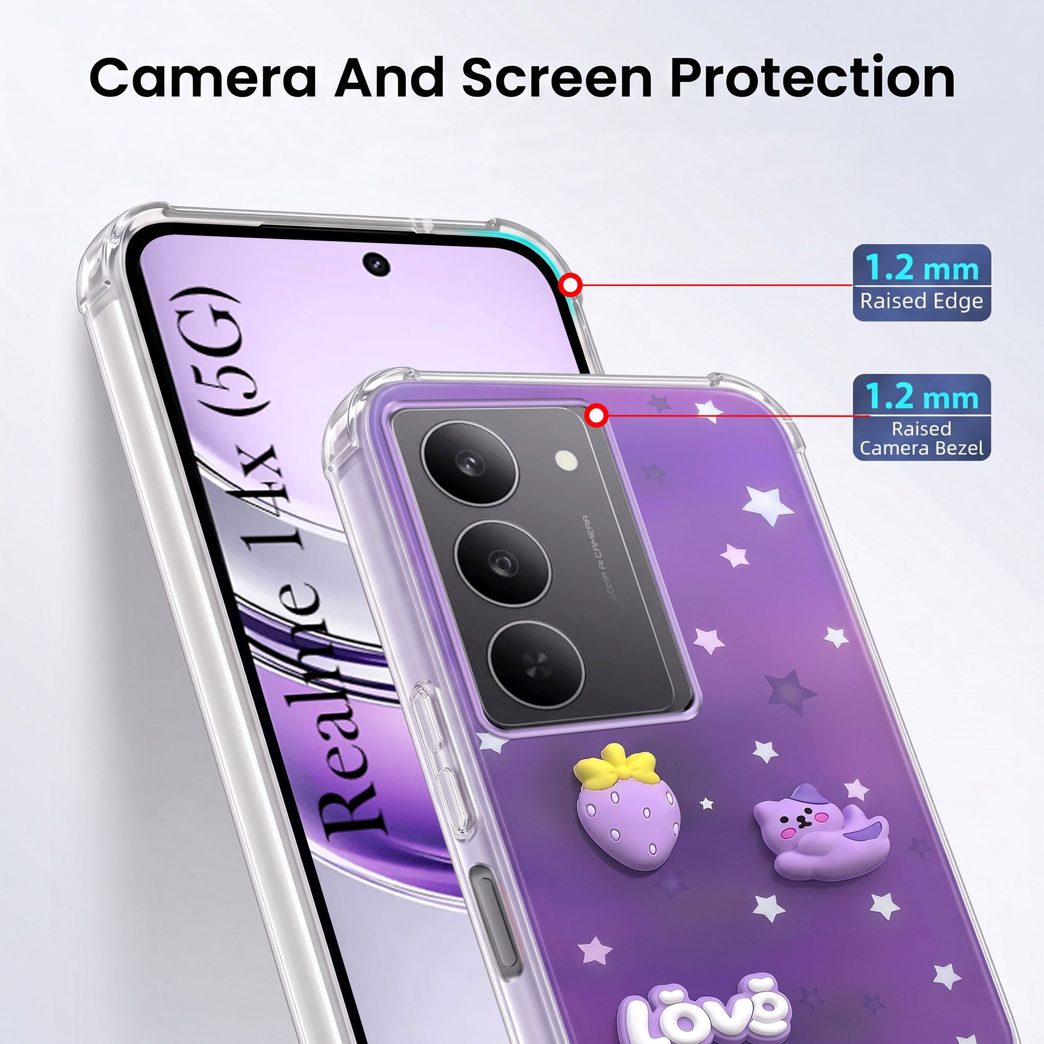 For Realme 14X Back Cover Case (3D Cute Cartoons | Hard Back Side Soft | Matte Premium Finish | HD Printing)