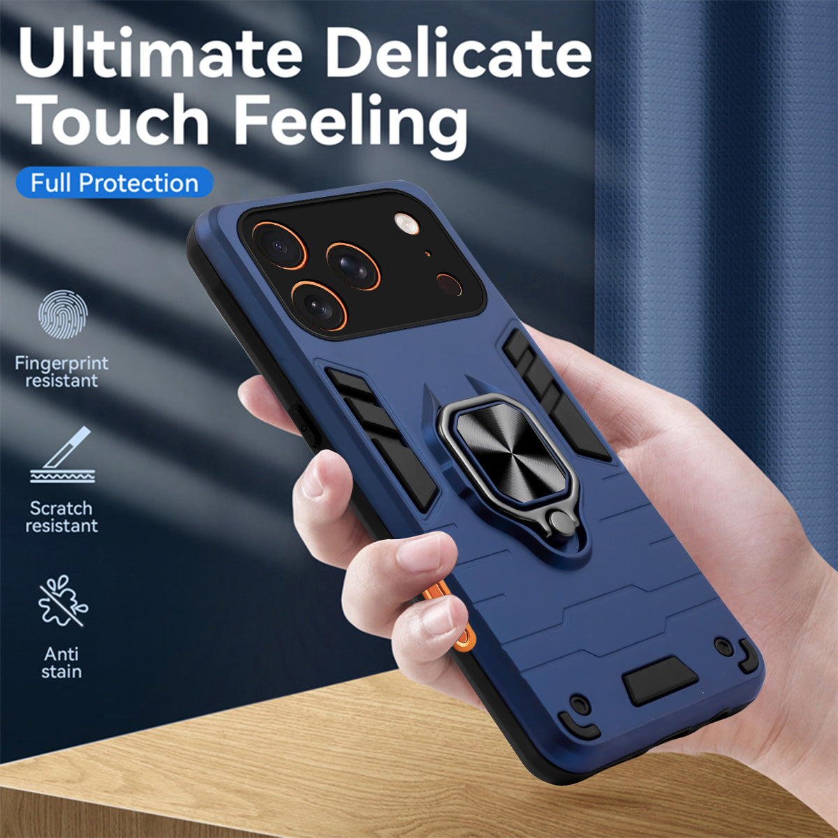 For Apple iPhone 17 Pro Max Back Cover Case (Shockproof Dual Layer Polycarbonate |Ring Holder Kickstand)