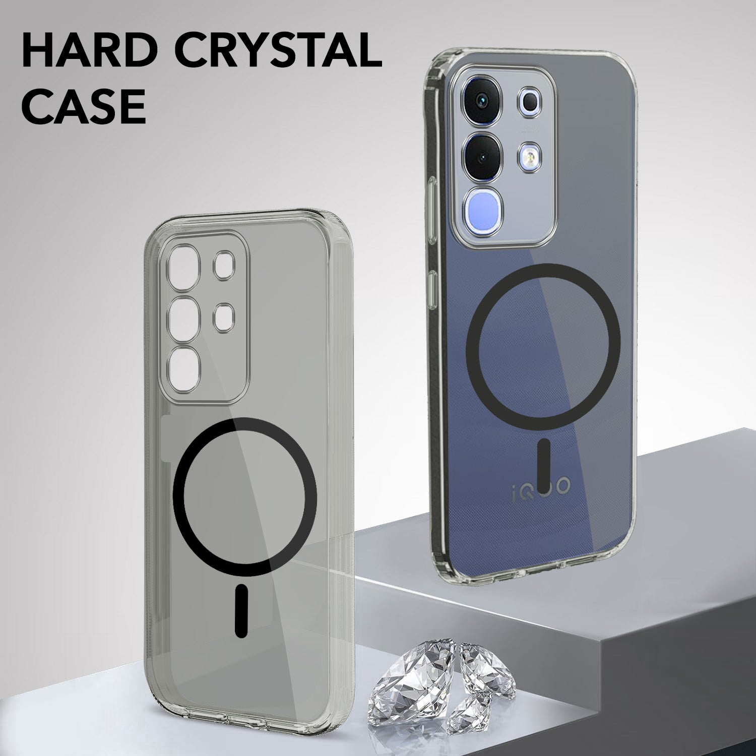 For Vivo iQOO Z10x Back Cover Case Lifetime Anti-Yellow MagSafe Compatible Clear (Sleek Hard Crystal | Shockproof and Camera Protection)