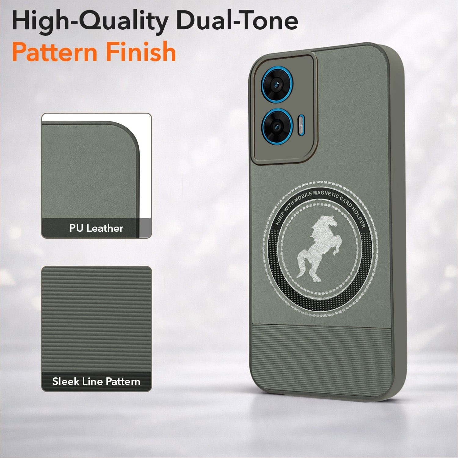 For Motorola Moto G96 Back Cover Case PU Leather Finish (Professional Minimalist Texture | MagSafe Compatile | Camera Protection | Sleek Sober Formal)